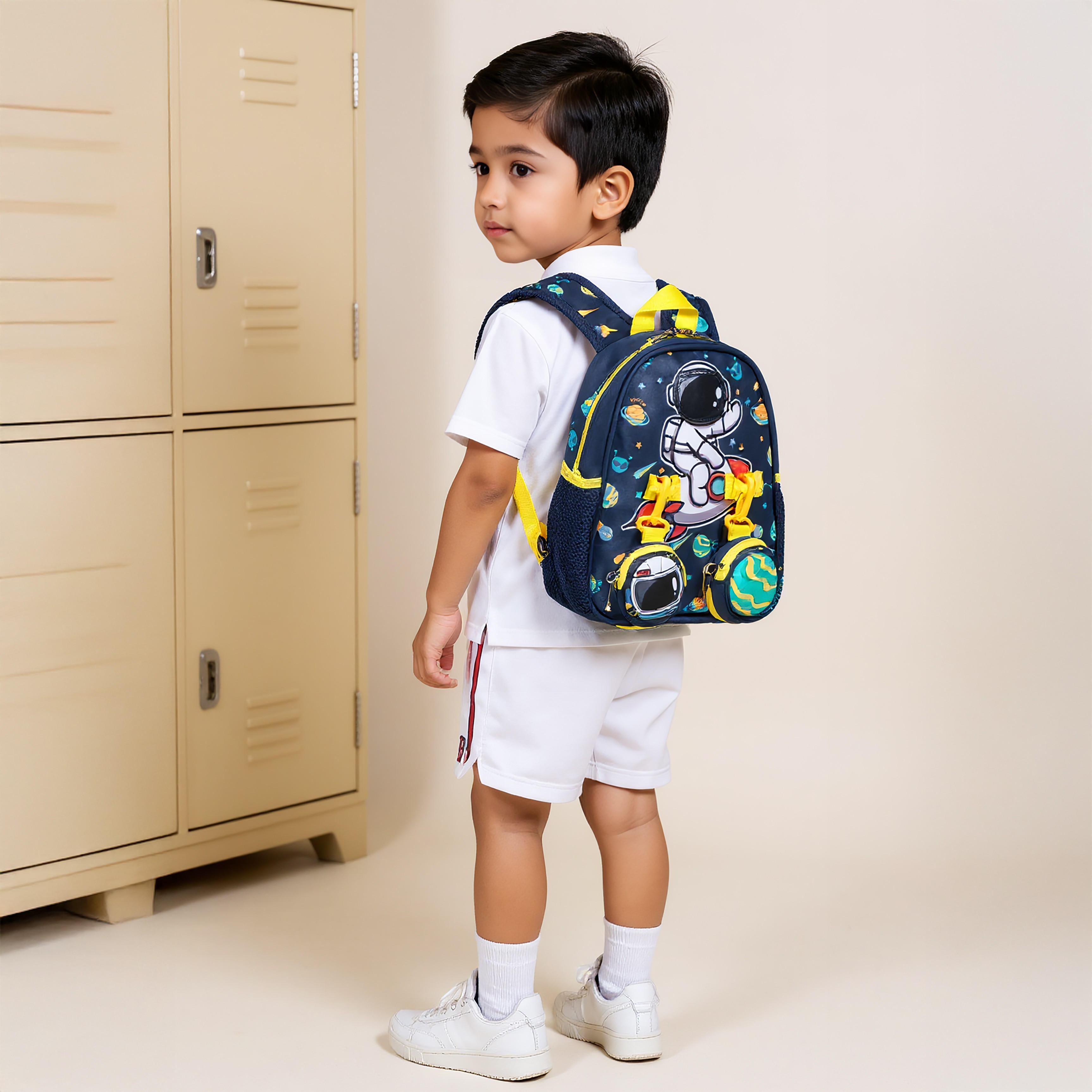 Supercute Astronaut Print Backpack with Shoulder Straps and Detachable Pouches - 26x10x28 cms-school-bagsandbackpacks-backpacks-image-2