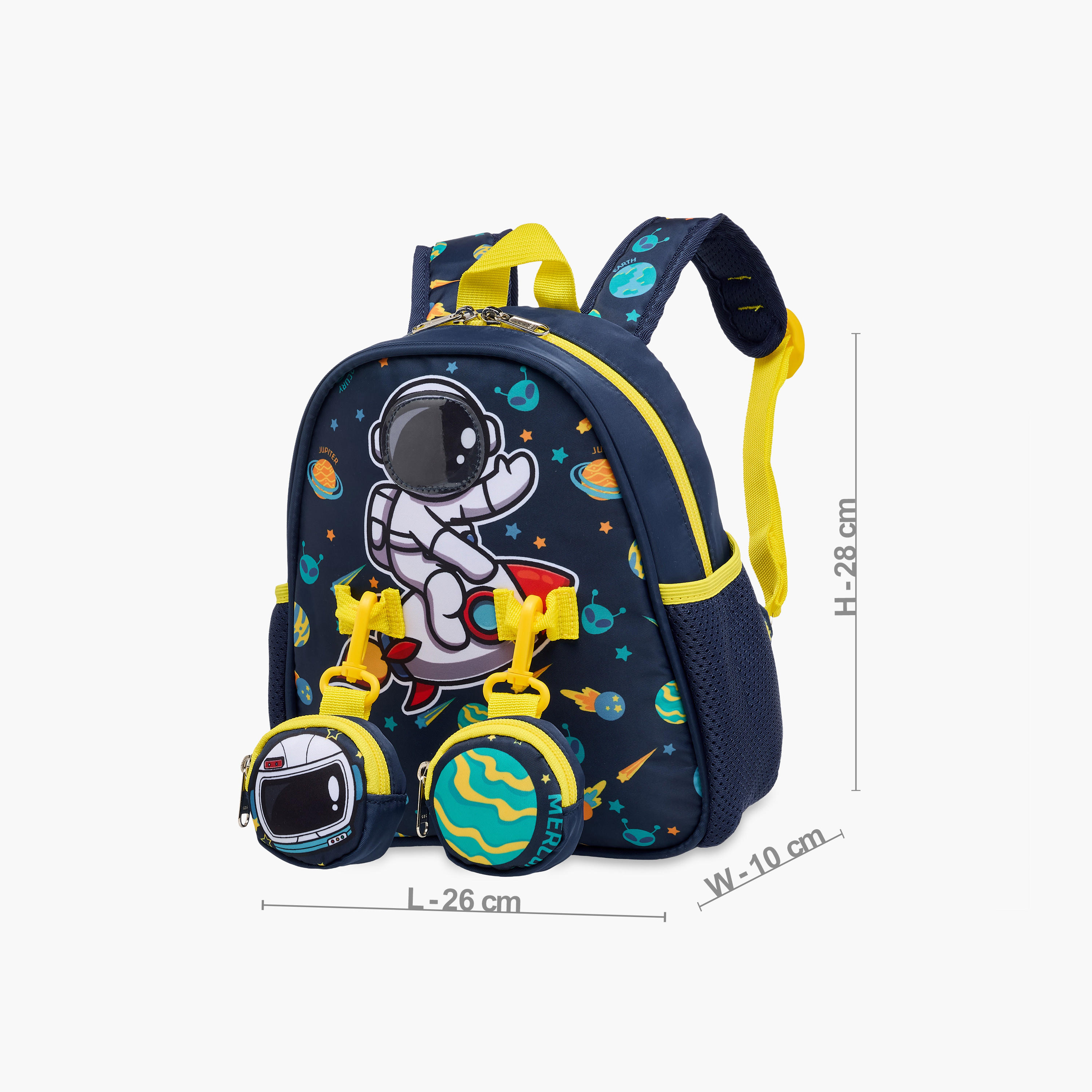 Supercute Astronaut Print Backpack with Shoulder Straps and Detachable Pouches - 26x10x28 cms-school-bagsandbackpacks-backpacks-image-4