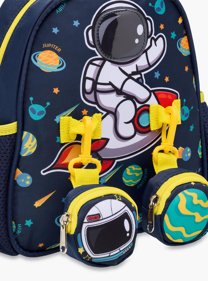 Supercute Astronaut Print Backpack with Shoulder Straps and Detachable Pouches - 26x10x28 cms-school-bagsandbackpacks-backpacks-image-9