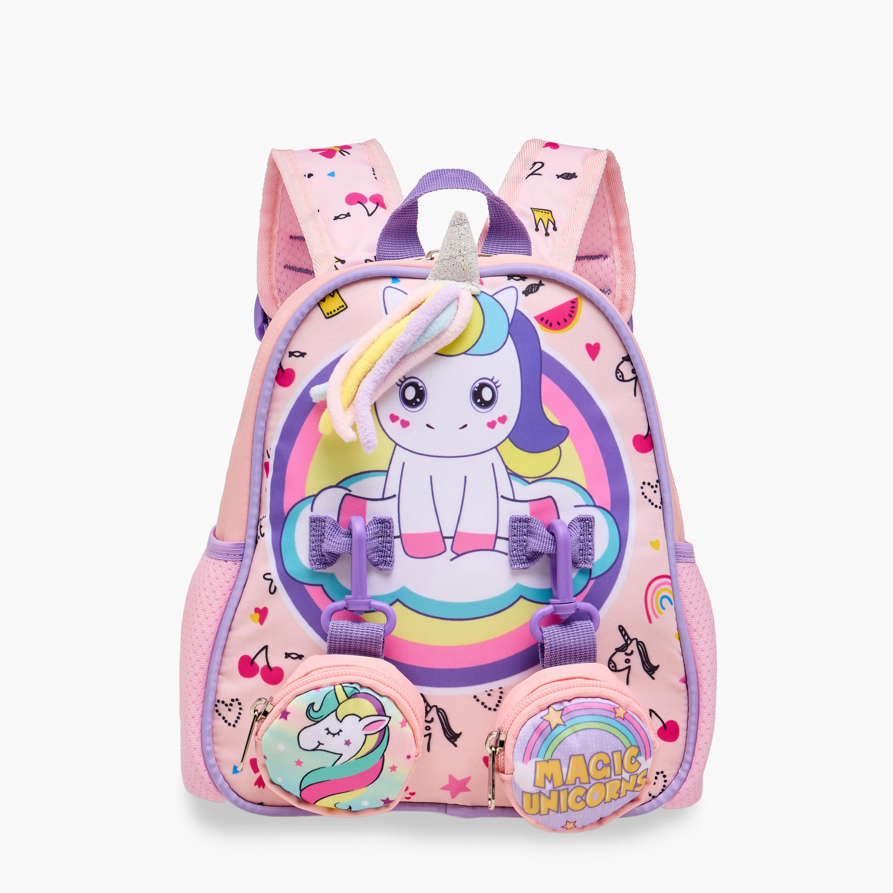 شنطة ظهر بحمالات كتف وشنط صغيرة قابلة للفصل وطبعات يونيكورن - 26×10×28 سم-school-bagsandbackpacks-backpacks-image-1