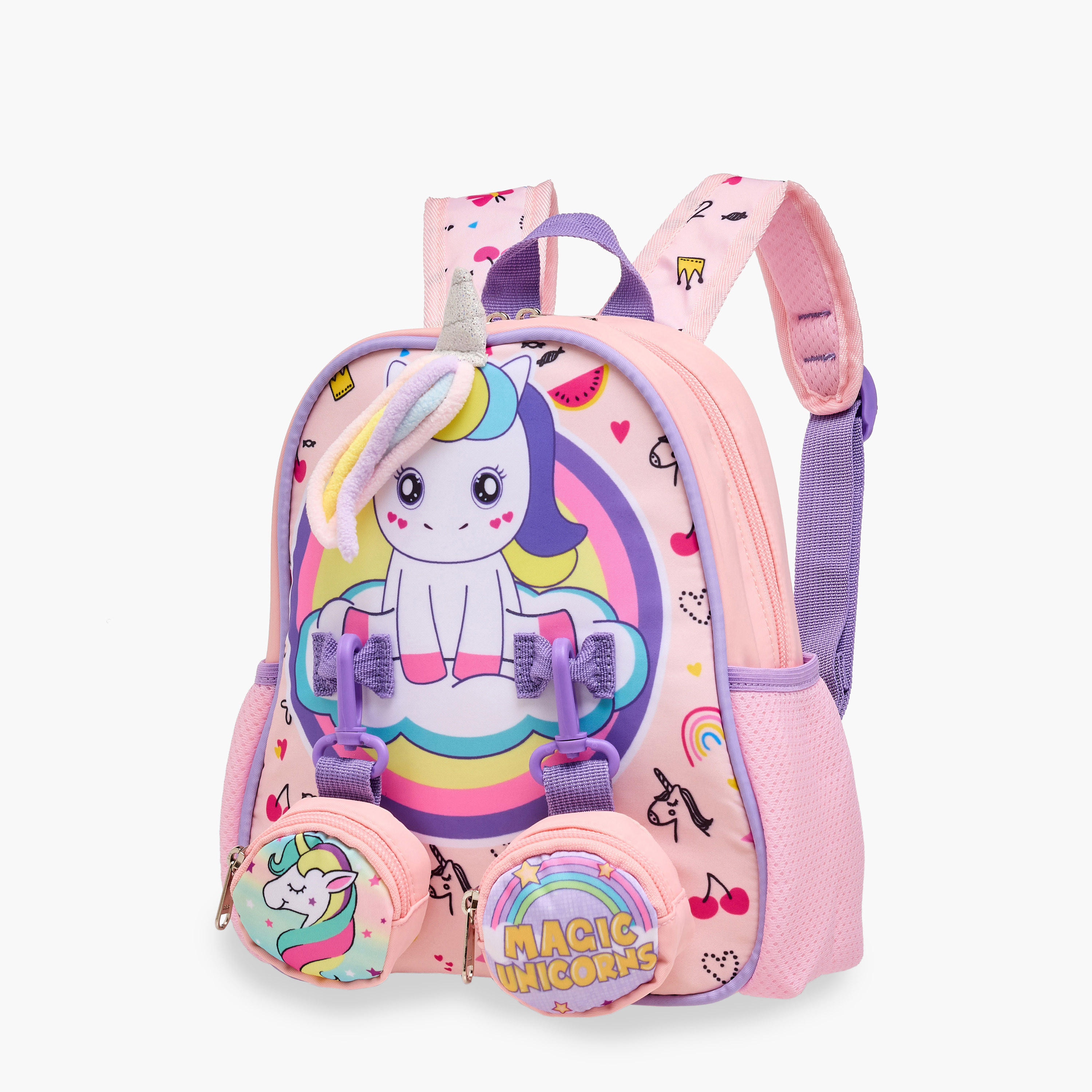 شنطة ظهر بحمالات كتف وشنط صغيرة قابلة للفصل وطبعات يونيكورن - 26×10×28 سم-school-bagsandbackpacks-backpacks-image-4