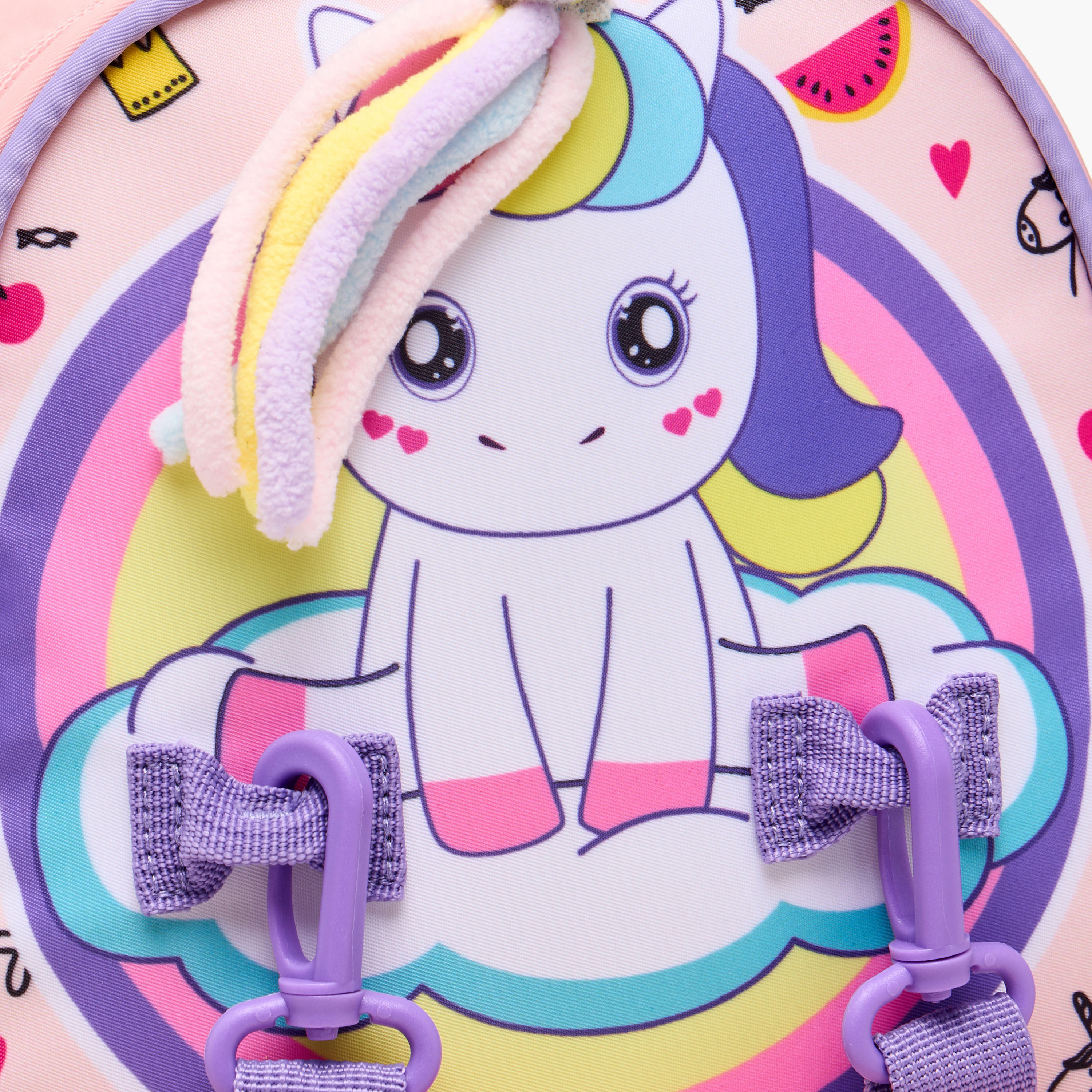 Supercute Unicorn Print Backpack with Shoulder Straps and Detachable Pouches - 26x10x28 cms-school-bagsandbackpacks-backpacks-image-9