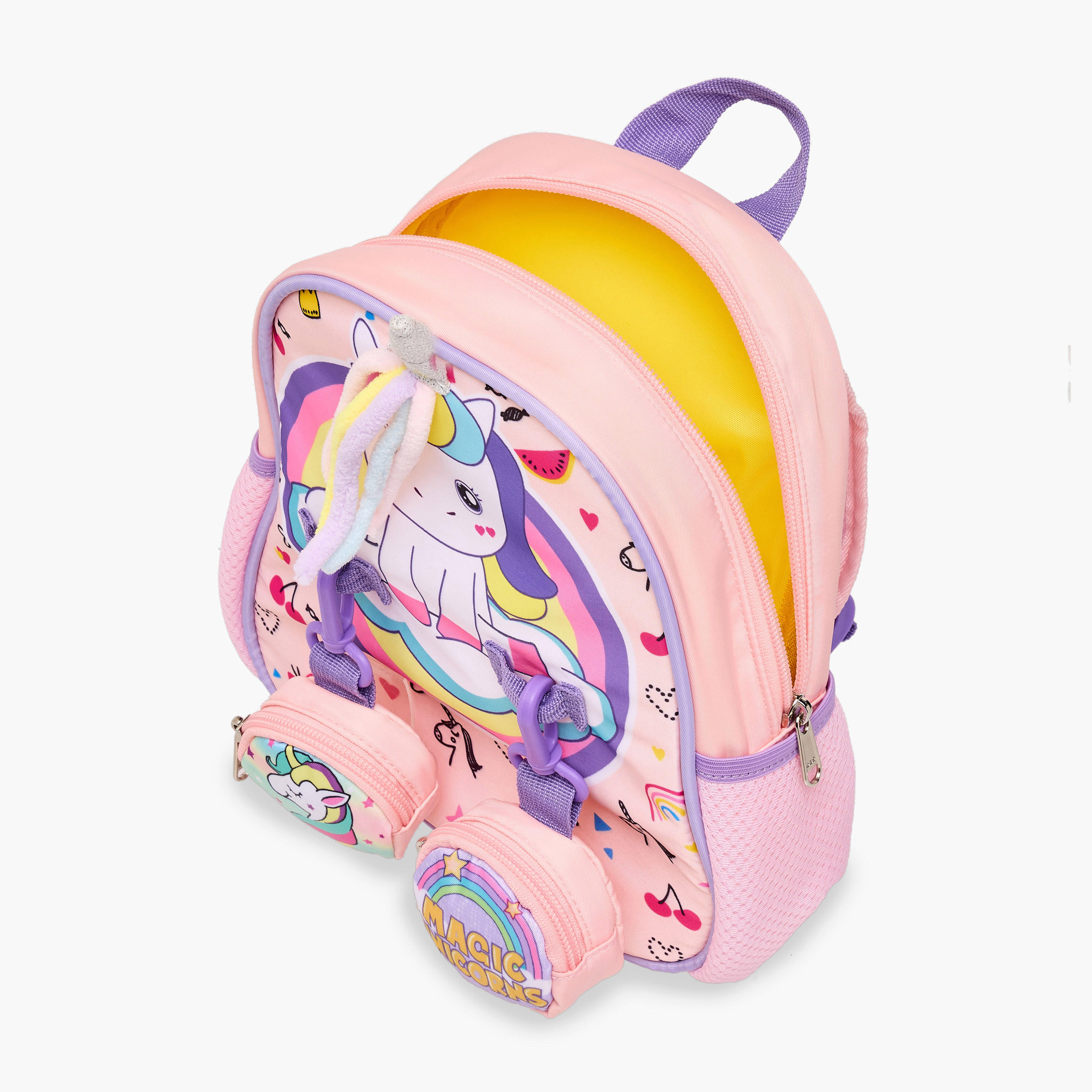 Supercute Unicorn Print Backpack with Shoulder Straps and Detachable Pouches - 26x10x28 cms-school-bagsandbackpacks-backpacks-image-11
