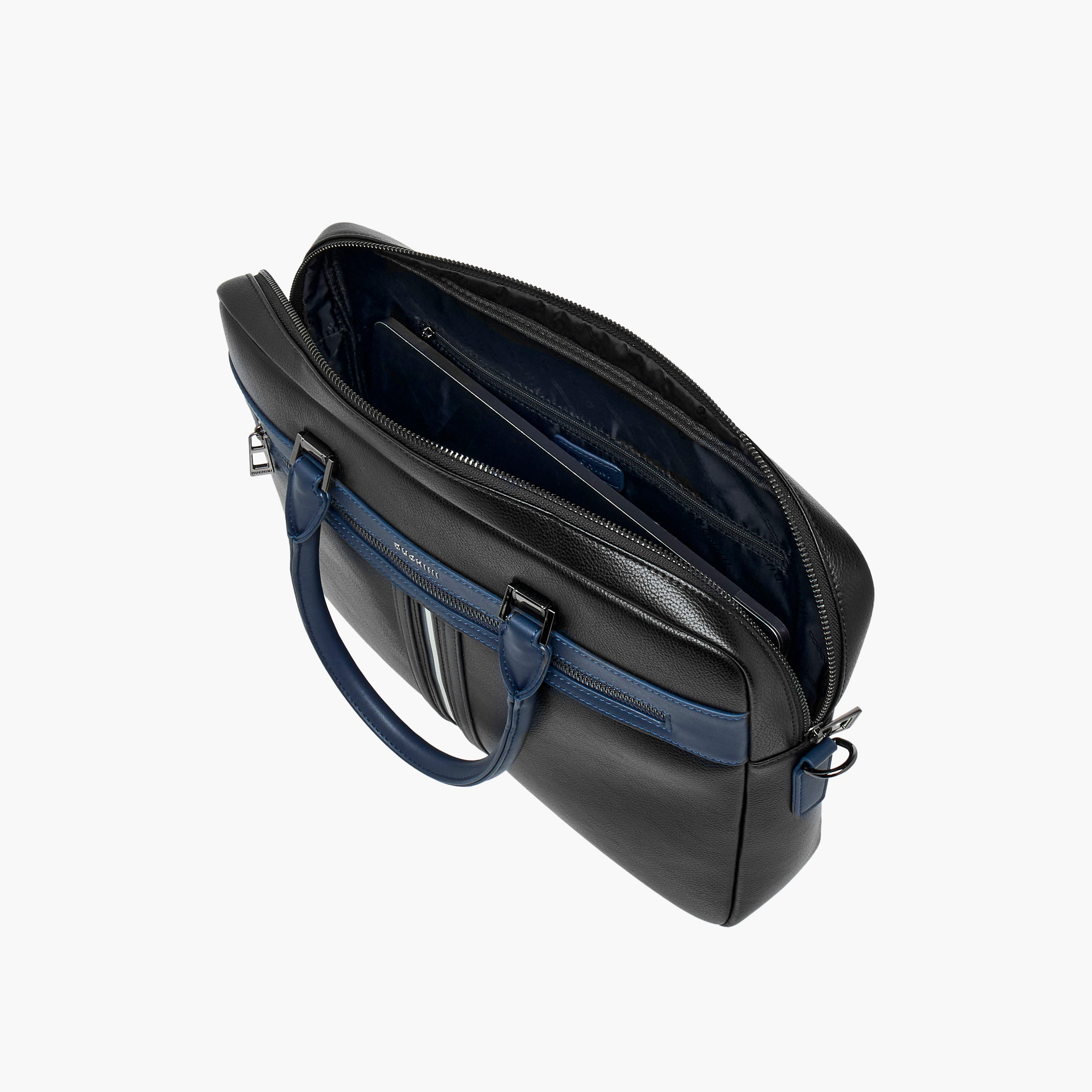 Duchini Panelled Laptop Bag with Detachable Strap and Zip Closure-men-bags-image-8