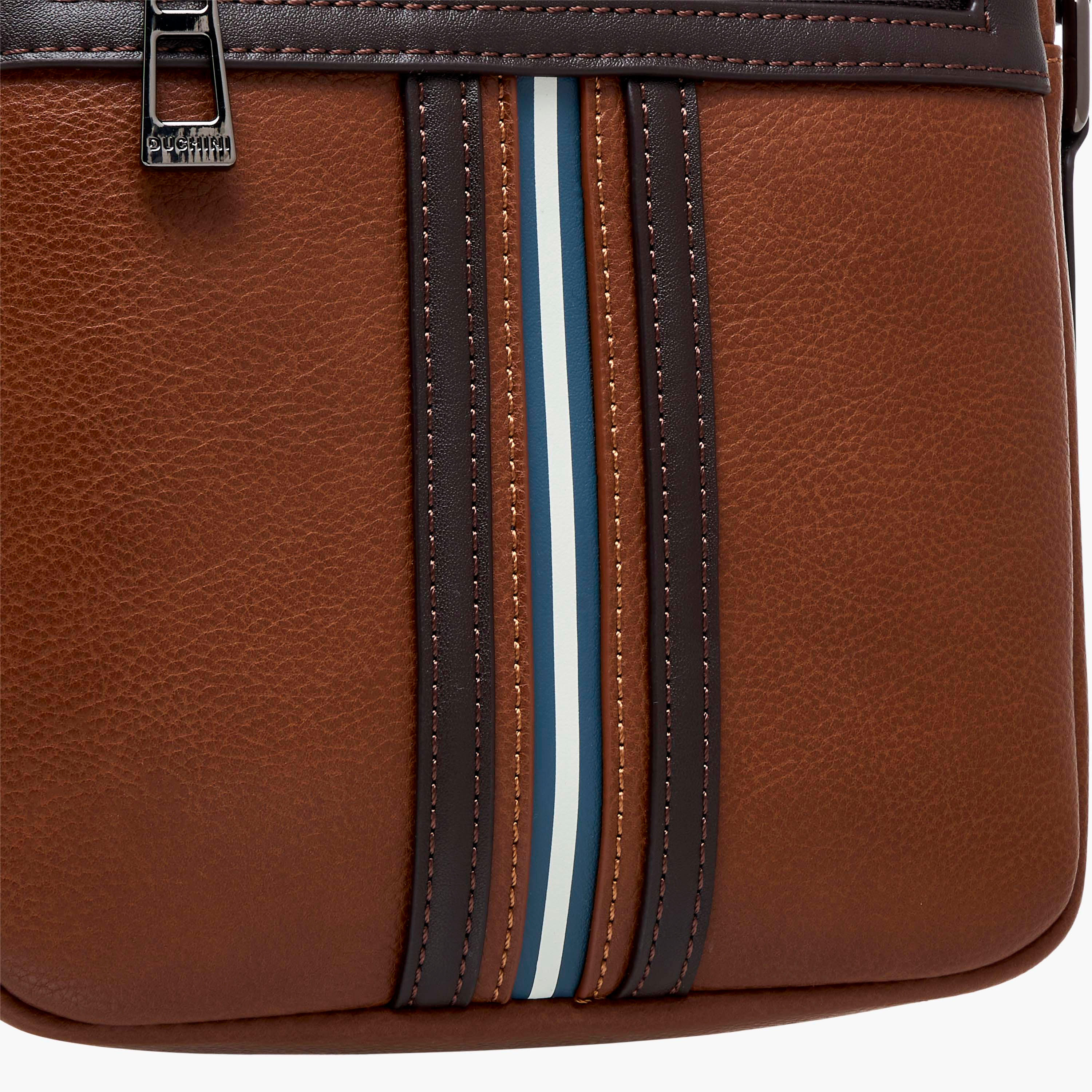 Duchini Striped Crossbody Bag with Adjustable Strap-men-bags-image-6