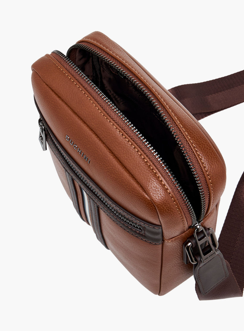 Duchini Striped Crossbody Bag with Adjustable Strap-men-bags-image-8