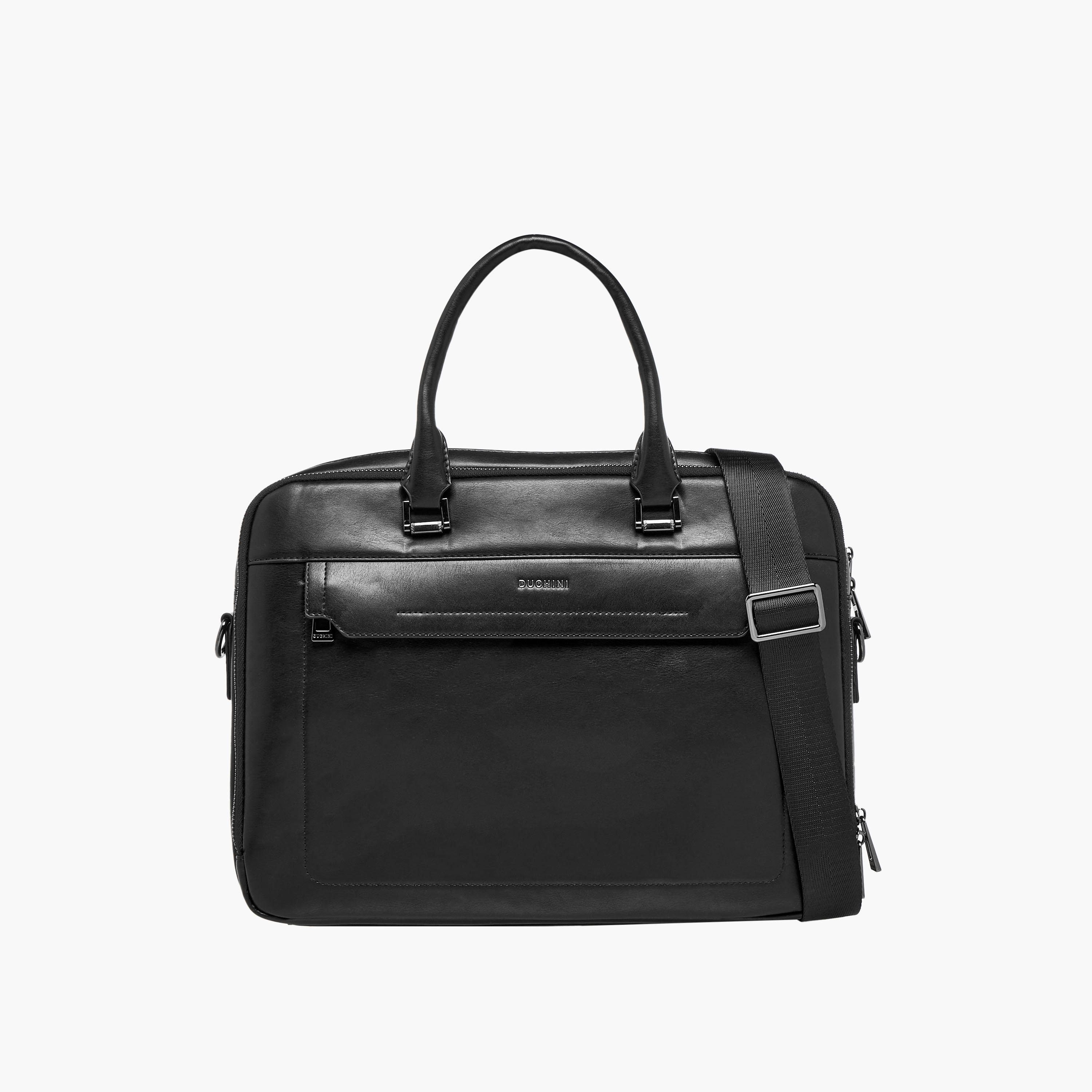 شنطة لابتوب سادة بحزام قابل للفصل وسحاب إغلاق من دوتشيني-men-bags-image-1