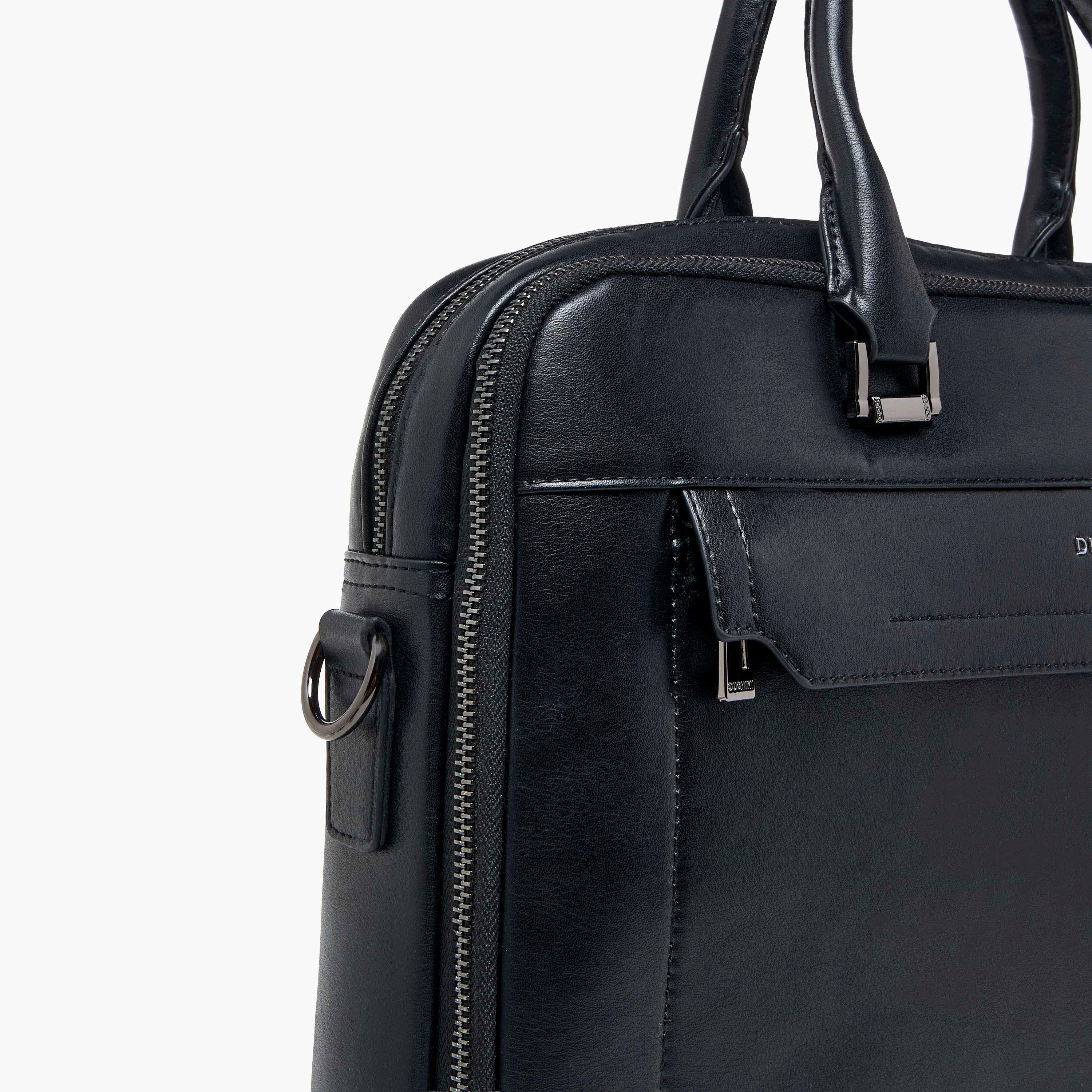 شنطة لابتوب سادة بحزام قابل للفصل وسحاب إغلاق من دوتشيني-men-bags-image-6