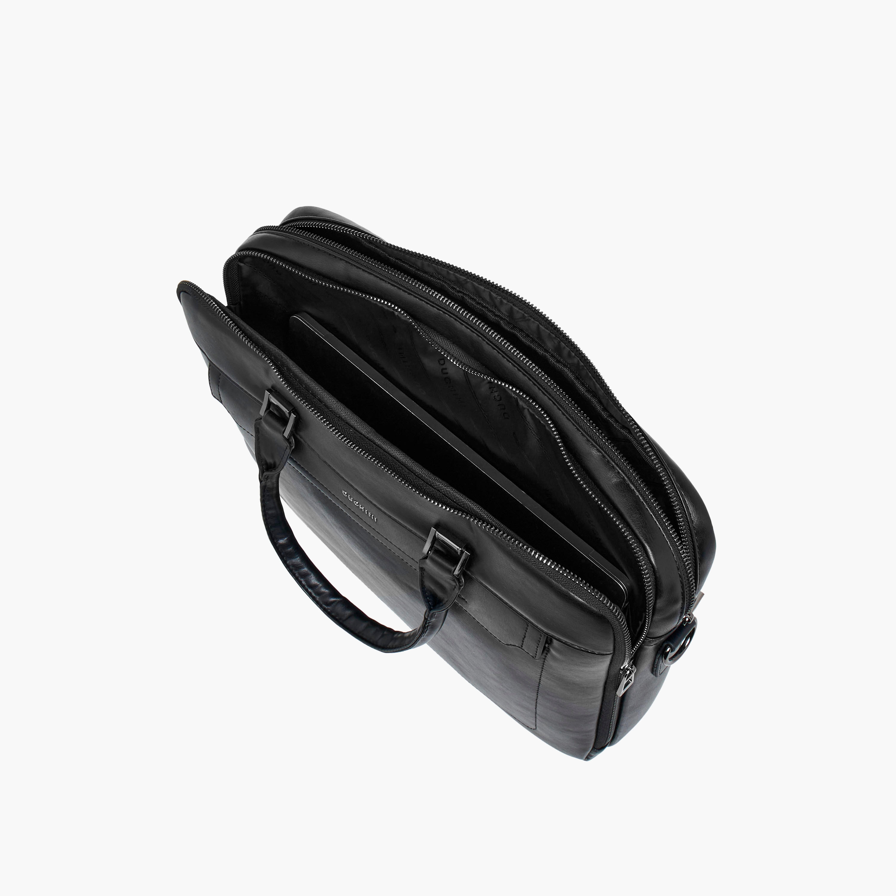 شنطة لابتوب سادة بحزام قابل للفصل وسحاب إغلاق من دوتشيني-men-bags-image-8