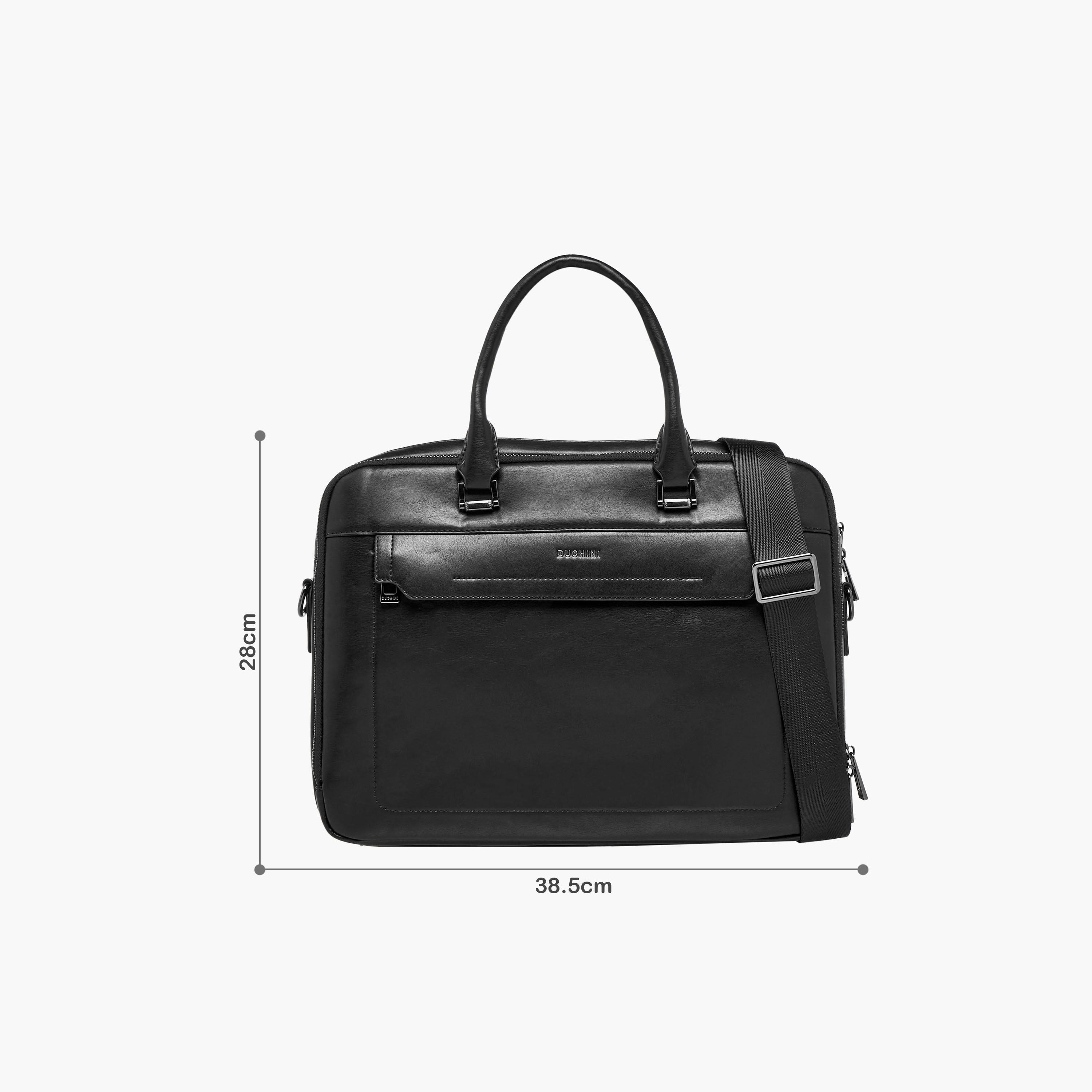 شنطة لابتوب سادة بحزام قابل للفصل وسحاب إغلاق من دوتشيني-men-bags-image-2