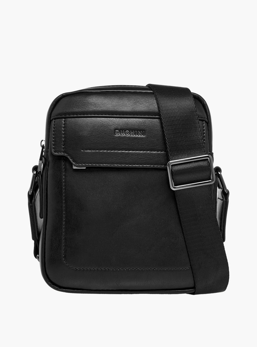 شنطة كروس بودي سادة بحزام قابل للتعديل وسحاب إغلاق من دوتشيني-men-bags-image-8