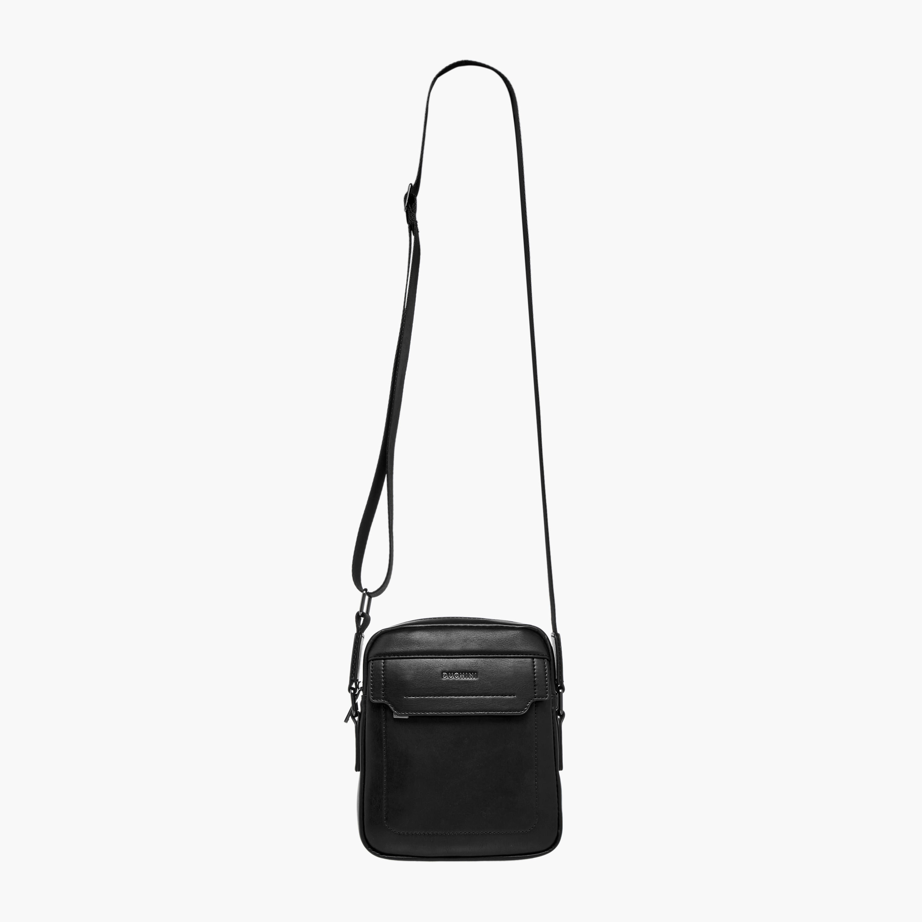 شنطة كروس بودي سادة بحزام قابل للتعديل وسحاب إغلاق من دوتشيني-men-bags-image-6