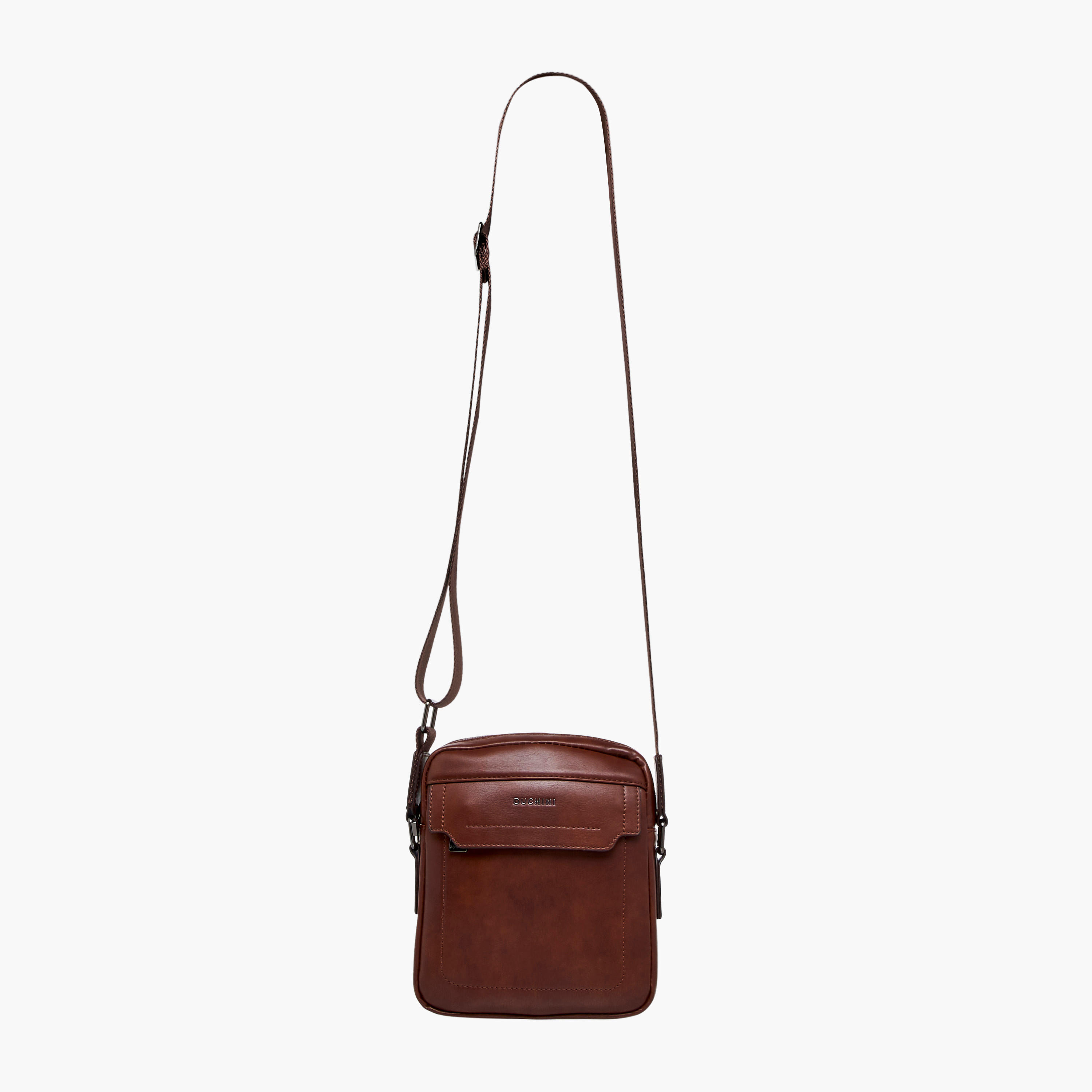 شنطة كروس بودي سادة بحزام قابل للتعديل وسحاب إغلاق من دوتشيني-men-bags-image-6