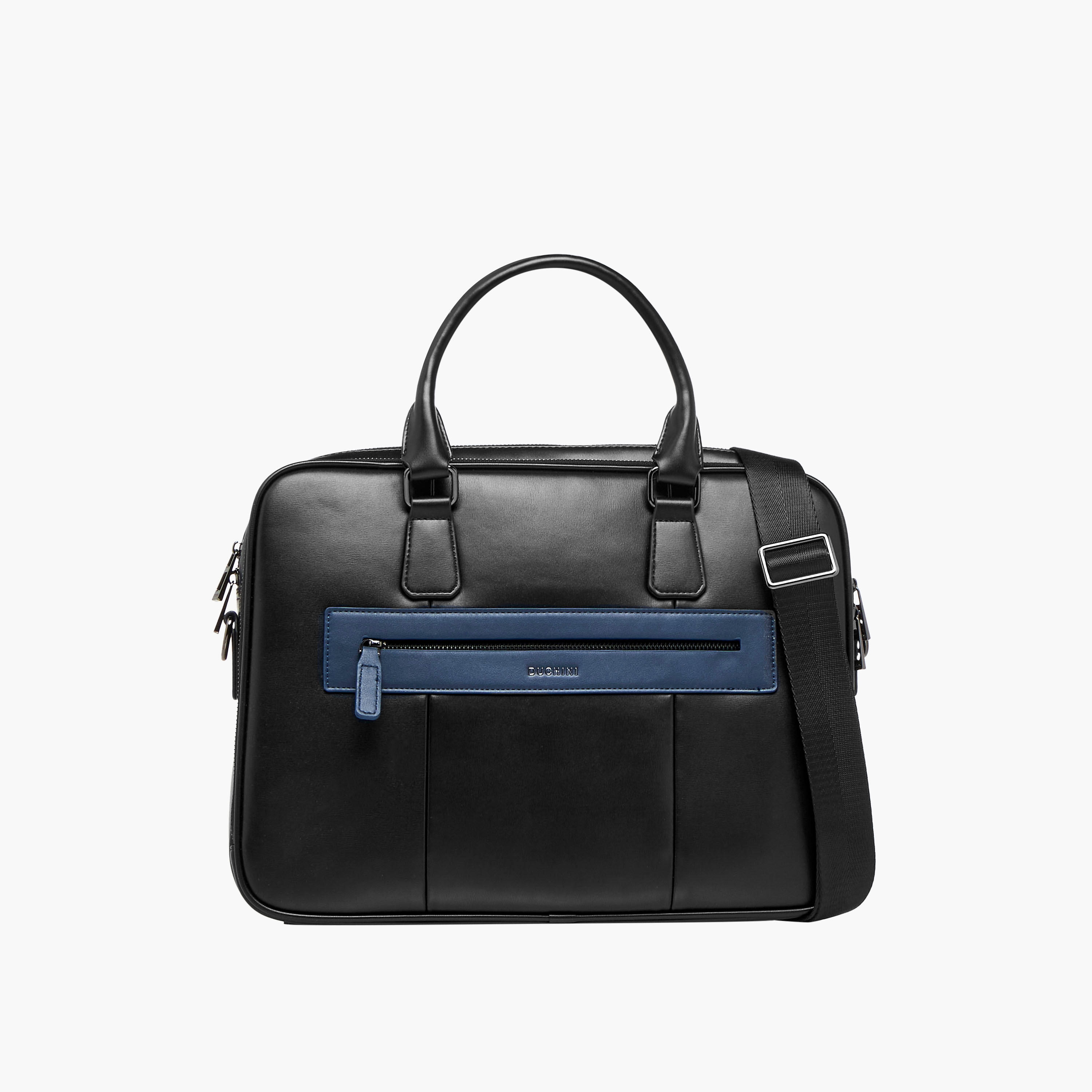 شنطة لابتوب سادة بحزام قابل للفصل وسحاب إغلاق من دوتشيني-men-bags-image-1