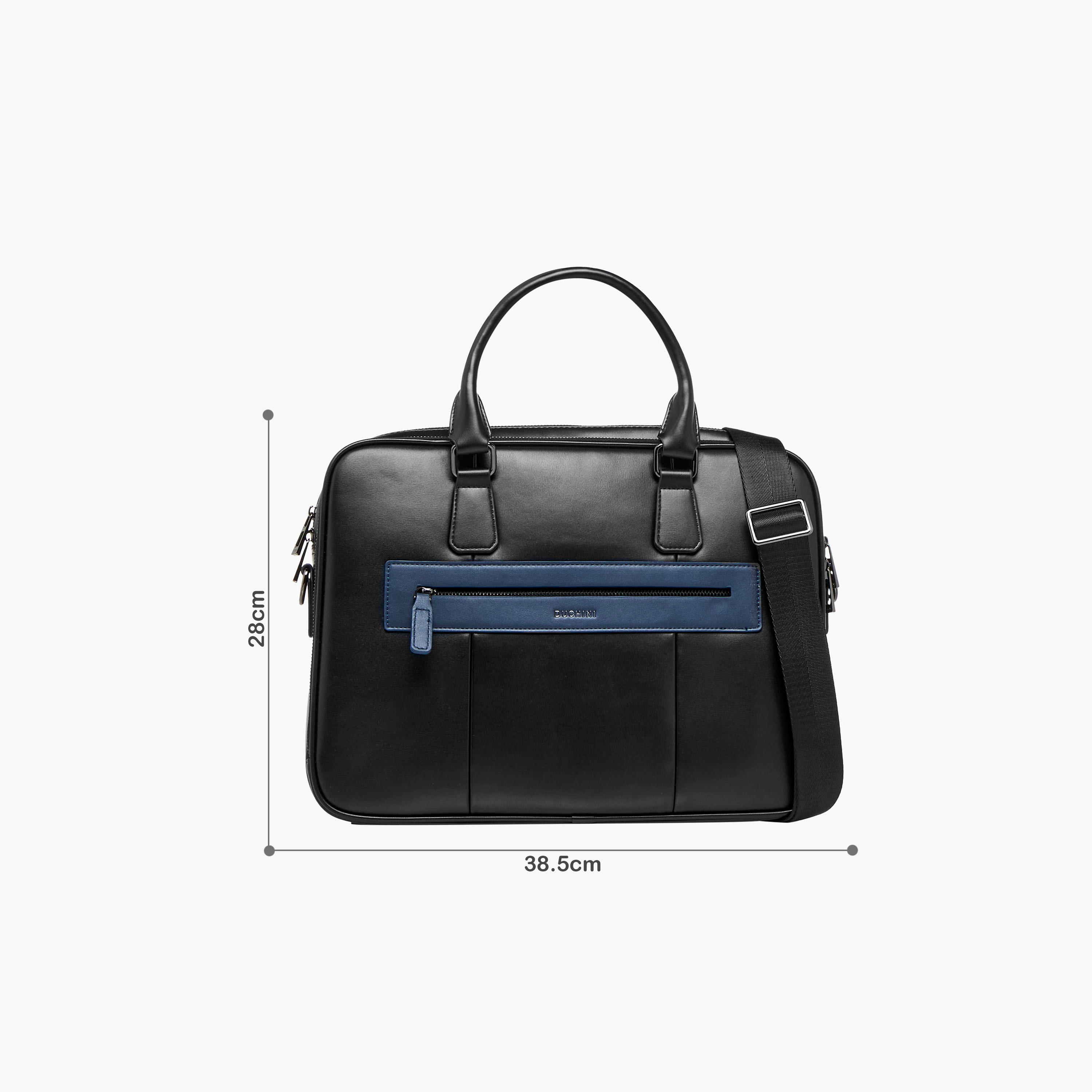 Duchini Solid Laptop Bag with Detachable Strap and Zip Closure-men-bags-image-2