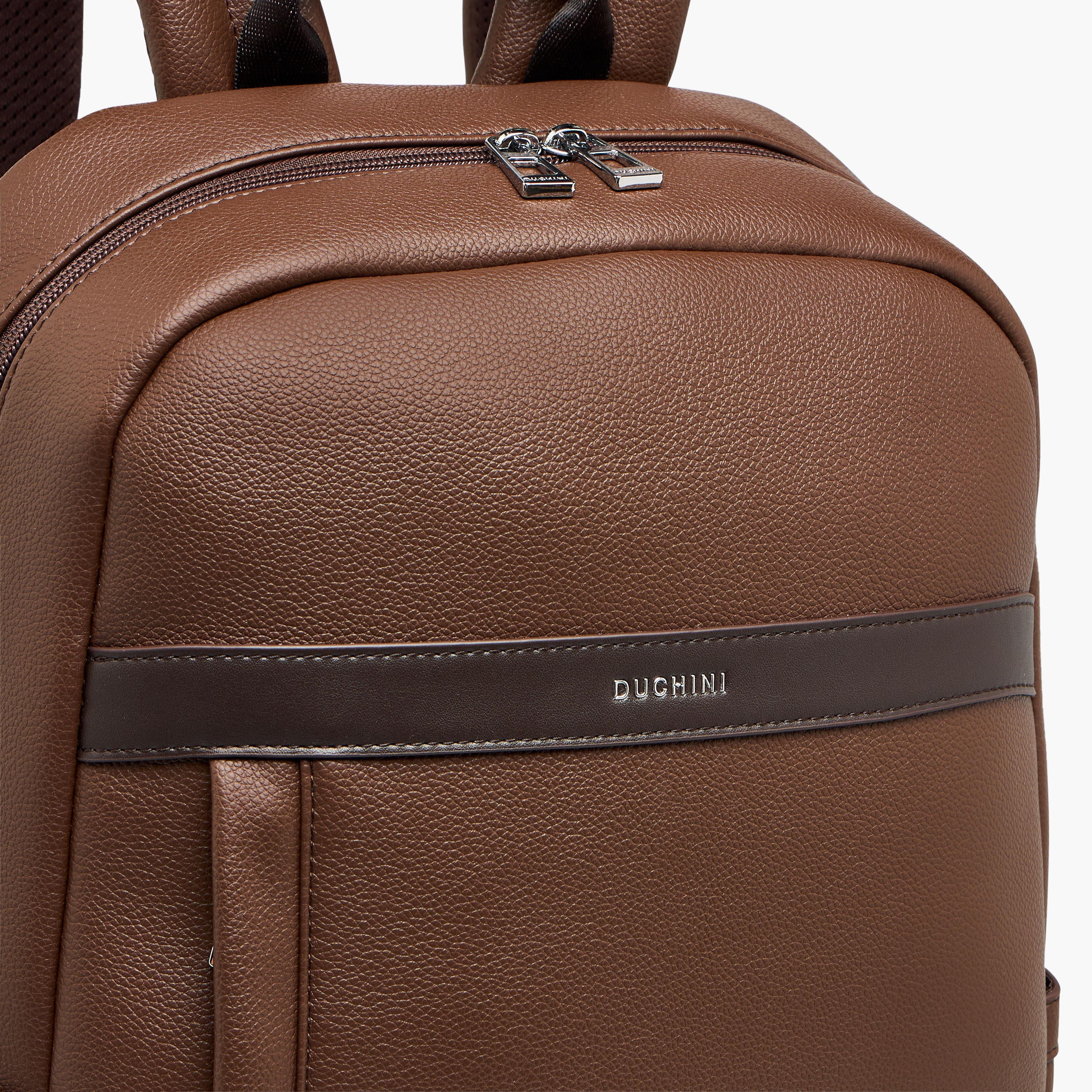 Duchini Solid Backpack with Adjustable Straps and Zip Closure - 31x17x43 cm-men-bags-image-5