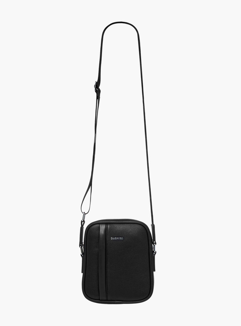 Duchini Solid Crossbody Bag with Adjustable Strap-men-bags-image-3