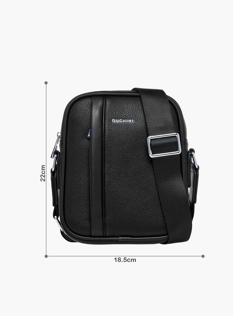 Duchini Solid Crossbody Bag with Adjustable Strap-men-bags-image-2
