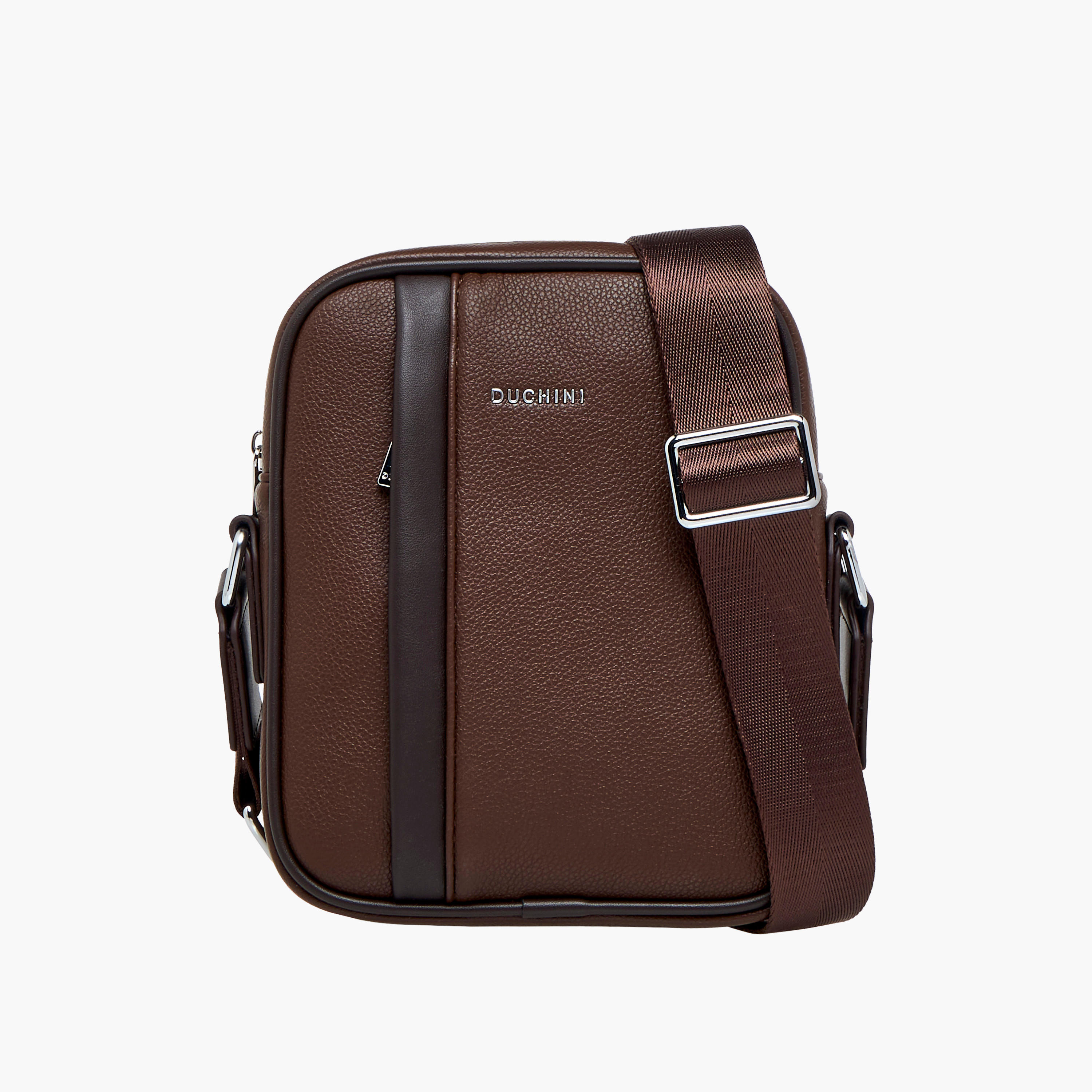 Duchini Solid Crossbody Bag with Adjustable Strap-men-bags-image-1