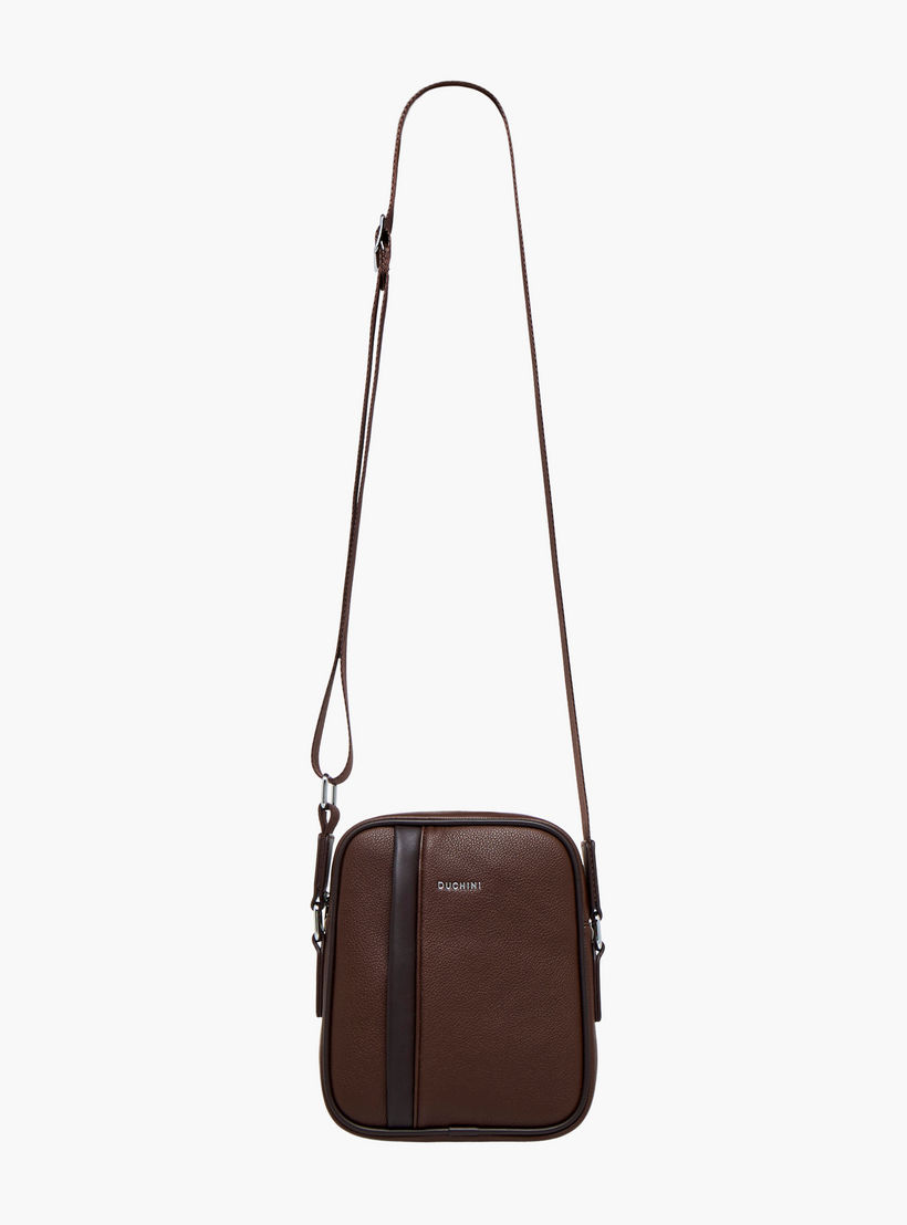 Duchini Solid Crossbody Bag with Adjustable Strap-men-bags-image-3