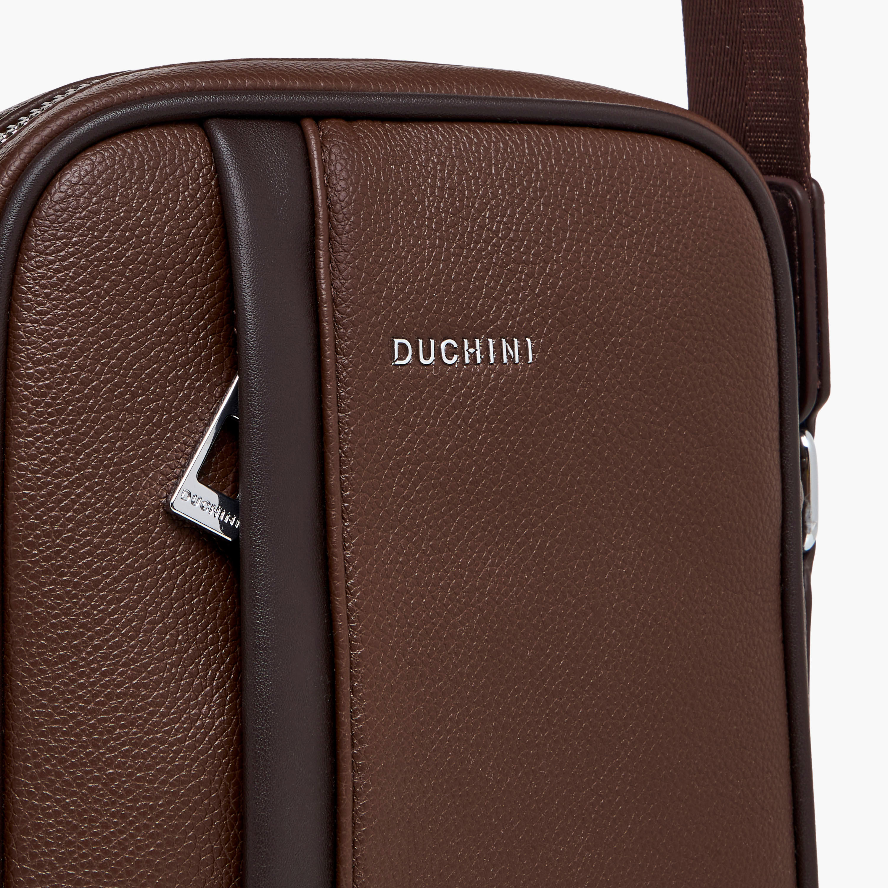Duchini Solid Crossbody Bag with Adjustable Strap-men-bags-image-5