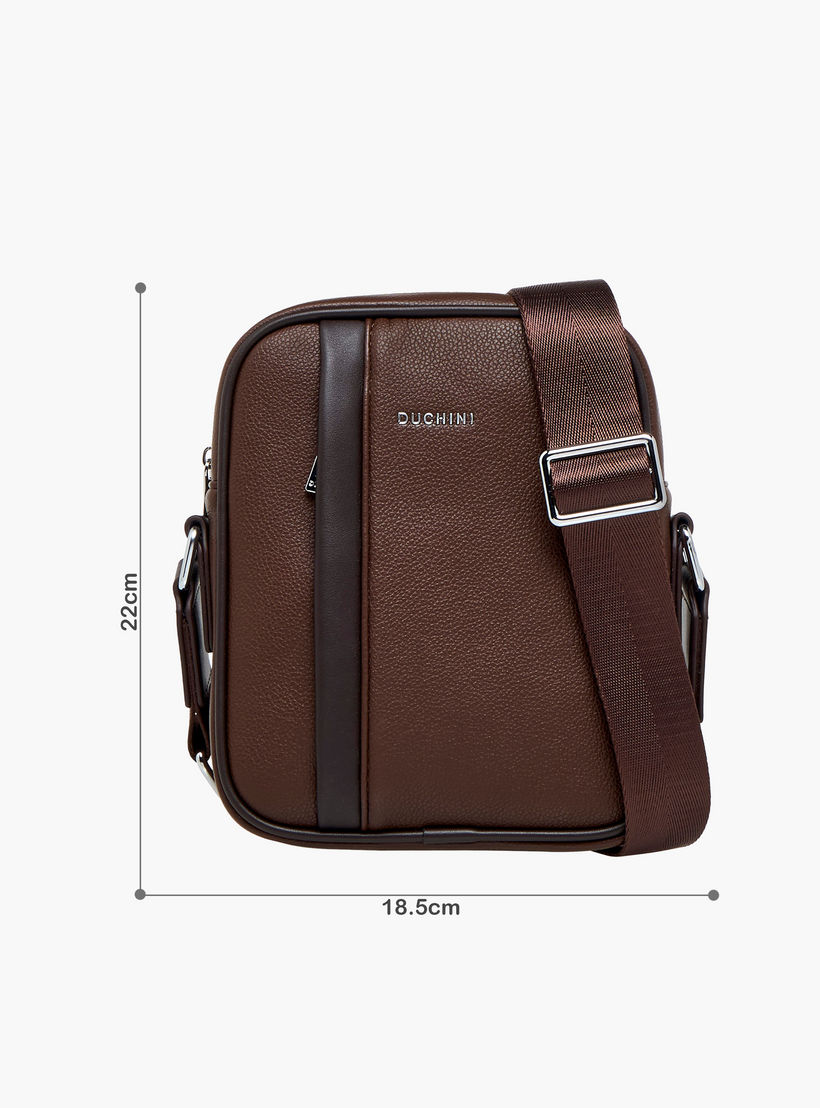 Duchini Solid Crossbody Bag with Adjustable Strap-men-bags-image-2