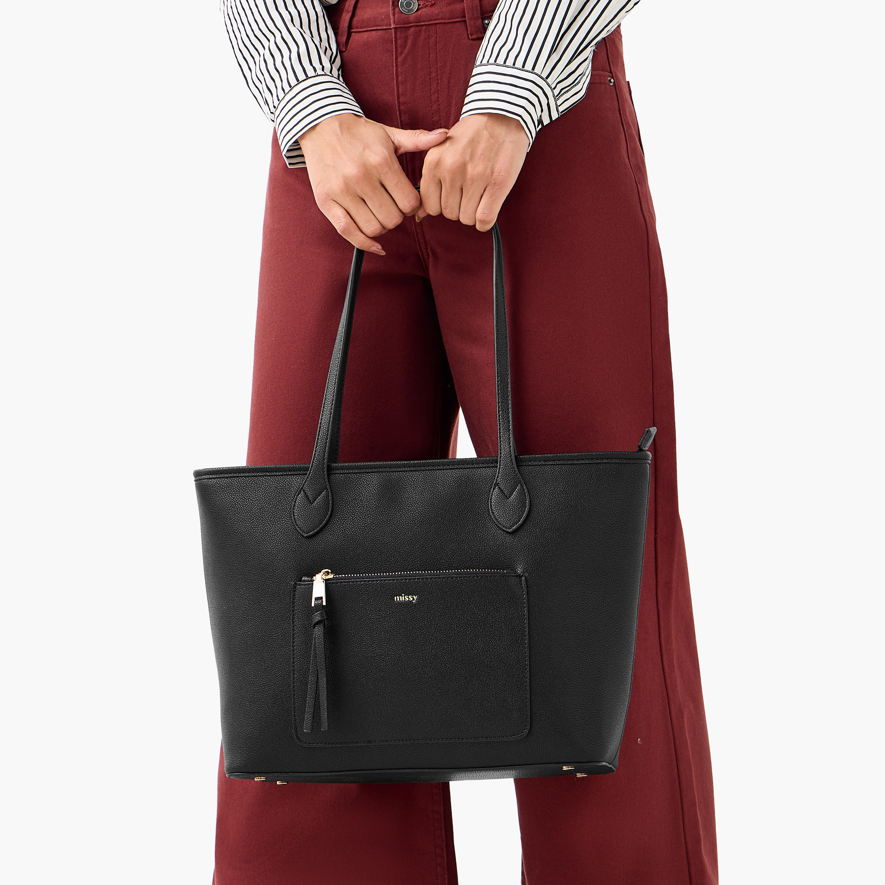 شنطة توتي سادة بمقبض مزدوج وسحاب إغلاق من ميسي-women-bagsandwallets-handbags-image-2