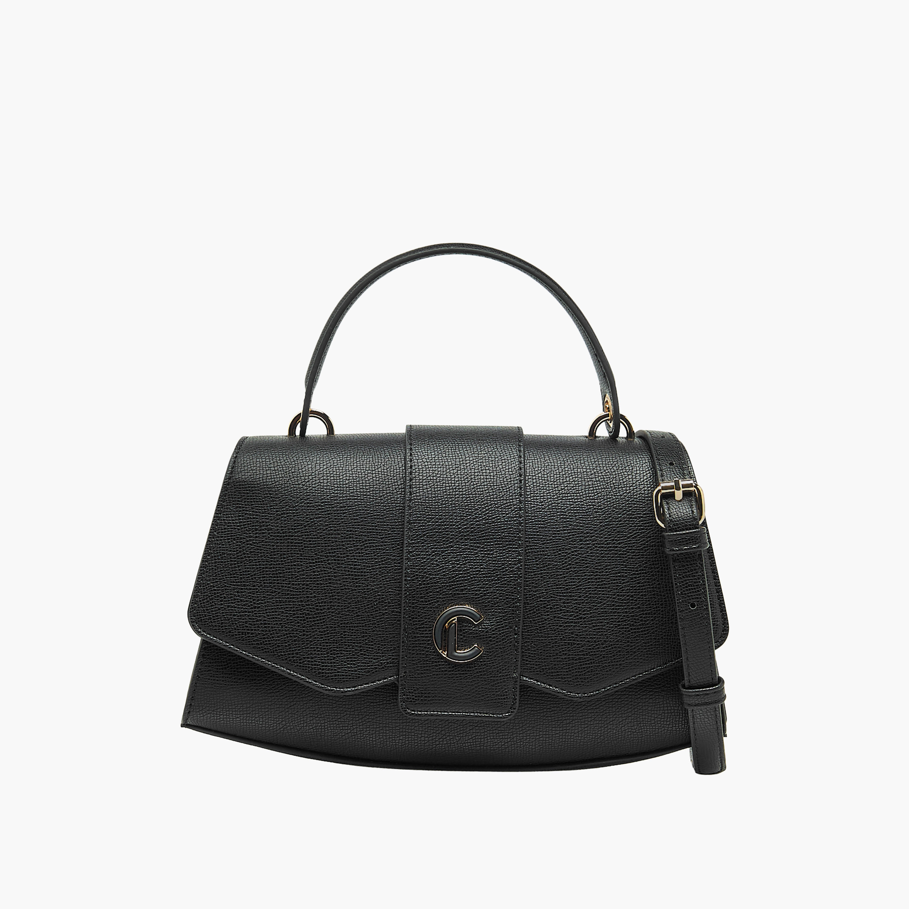 Le Confort Solid Satchel Bag with Detachable Strap and Button Closure-women-bagsandwallets-handbags-image-1