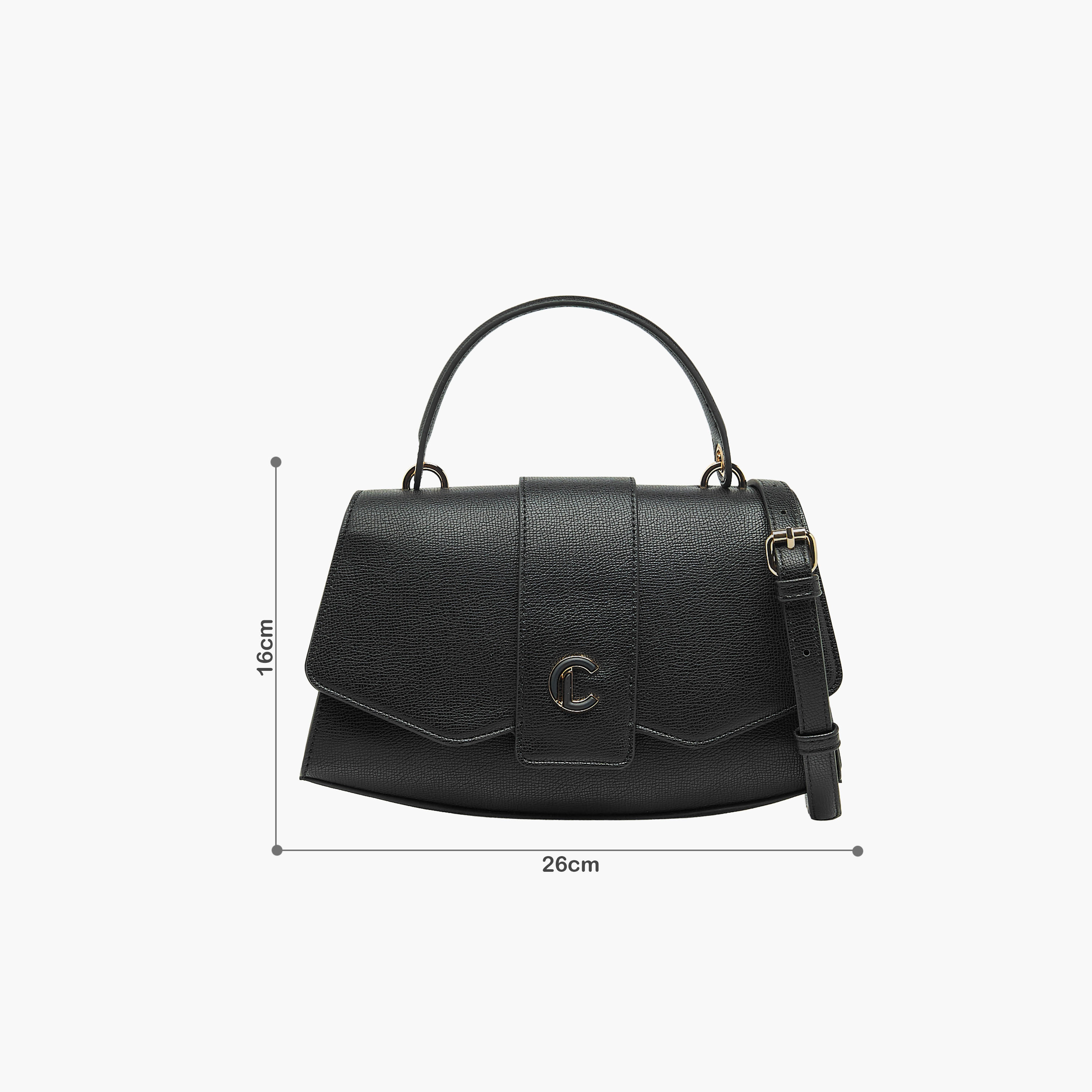 شنطة ساتشيل سادة بزر إغلاق وحزام قابل للفصل من لو كونفورت-women-bagsandwallets-handbags-image-9