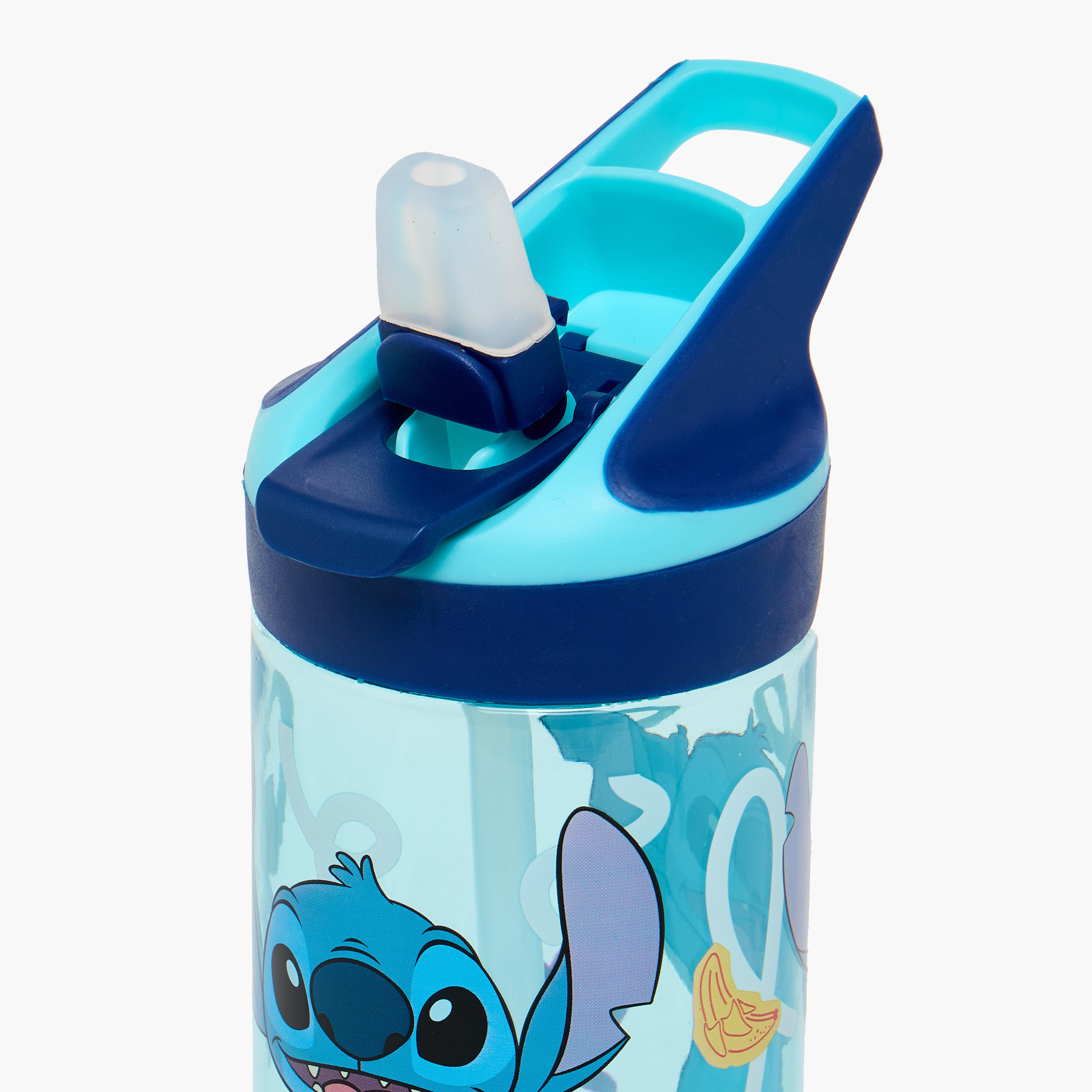 Stitch Print Water Bottle with Straw - 470 ml-school-waterbottles-image-4
