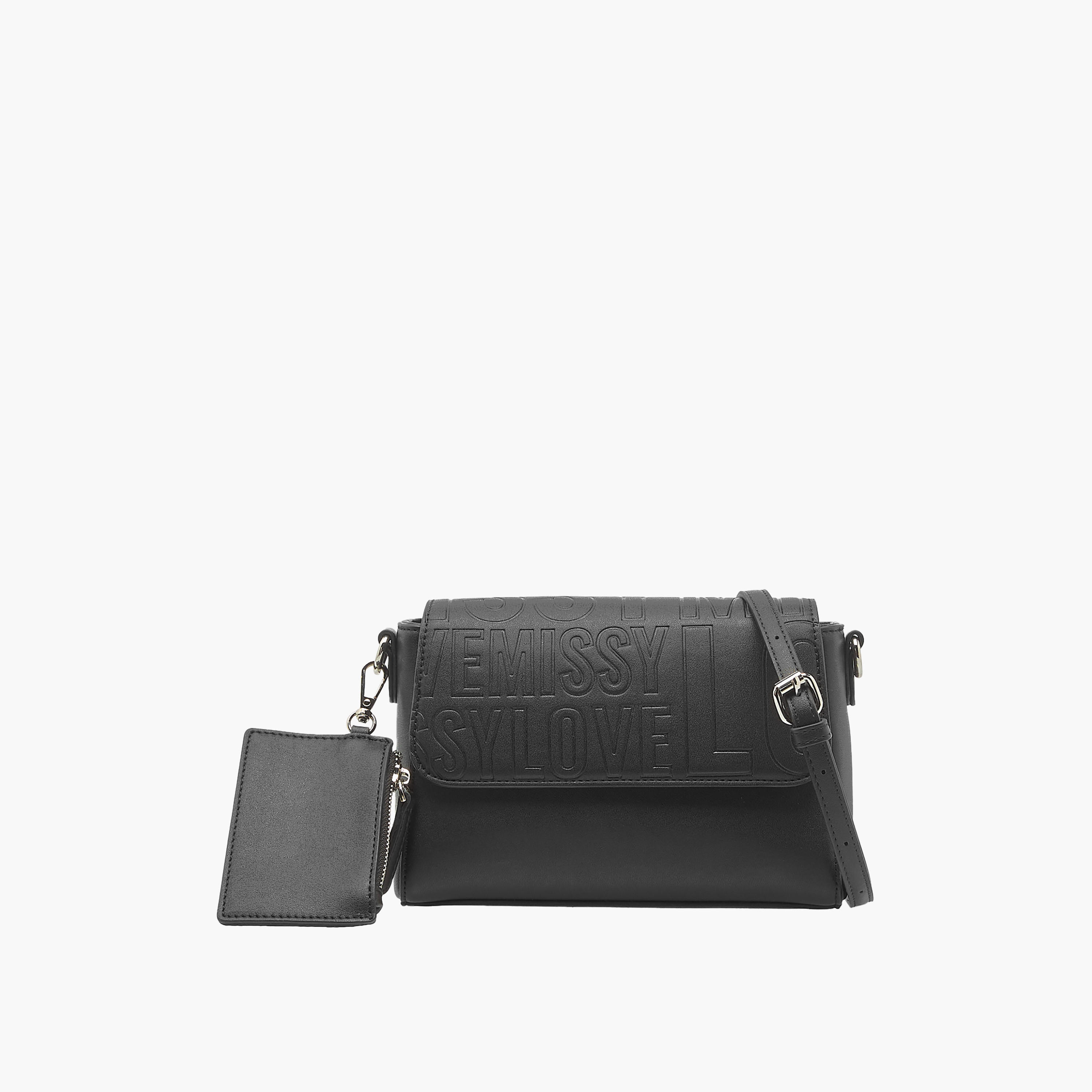 Missy Logo Embossed Crossbody Bag with Detachable Strap and Pouch-women-bagsandwallets-handbags-image-1