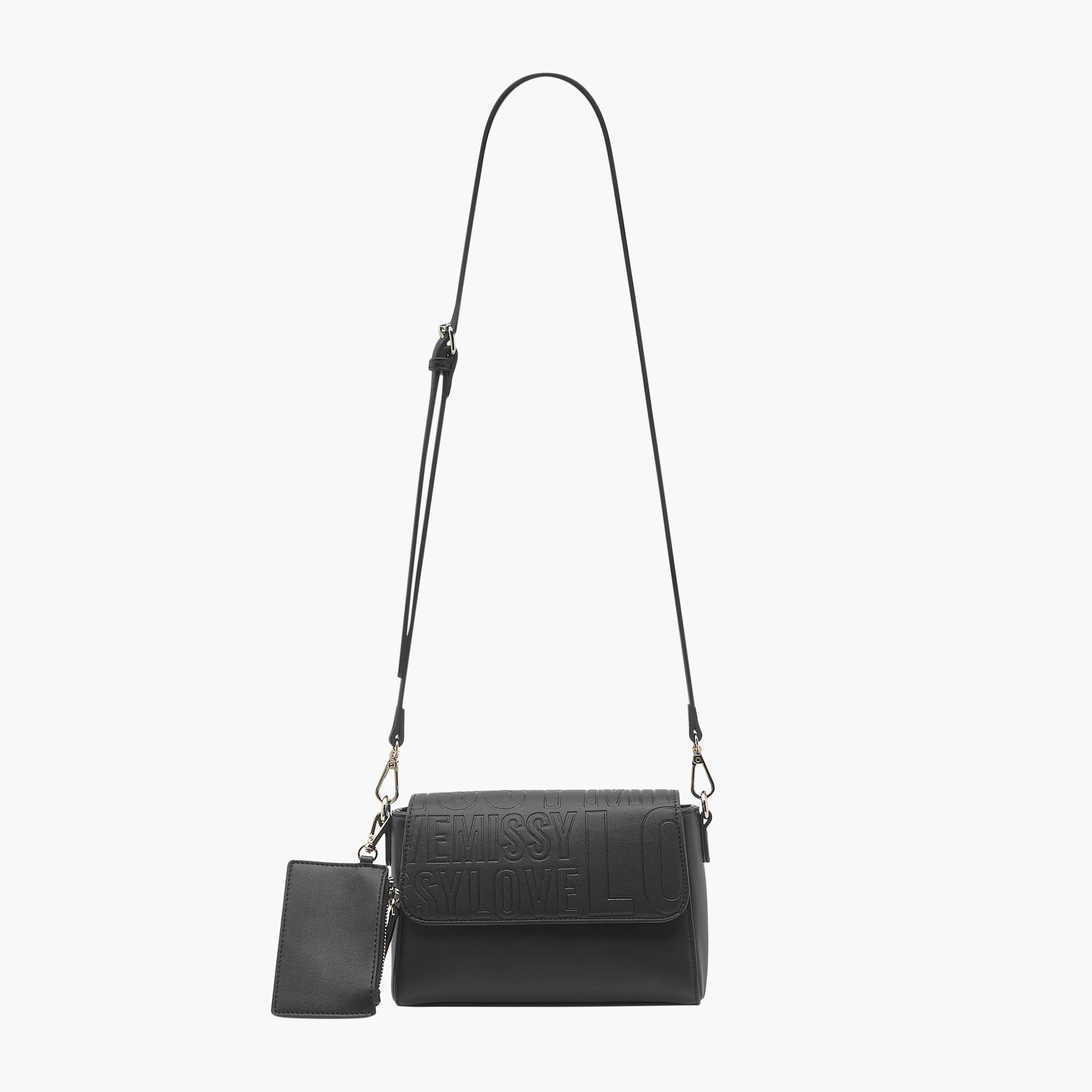 Missy Logo Embossed Crossbody Bag with Detachable Strap and Pouch-women-bagsandwallets-handbags-image-3