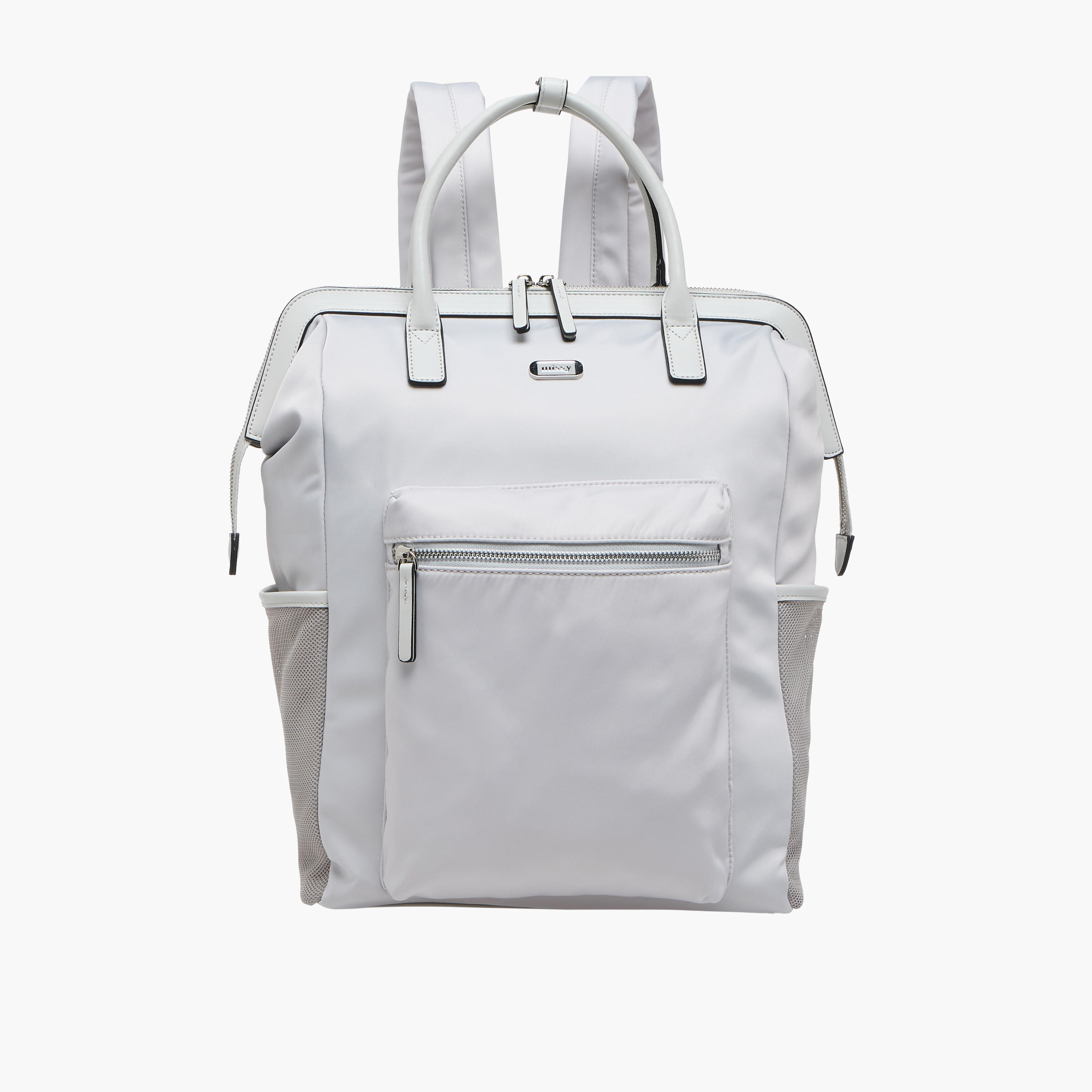 Missy Solid Backpack with Adjustable Straps and Zip Closure - 30x10x35 cm-women-bagsandwallets-backpacks-image-1