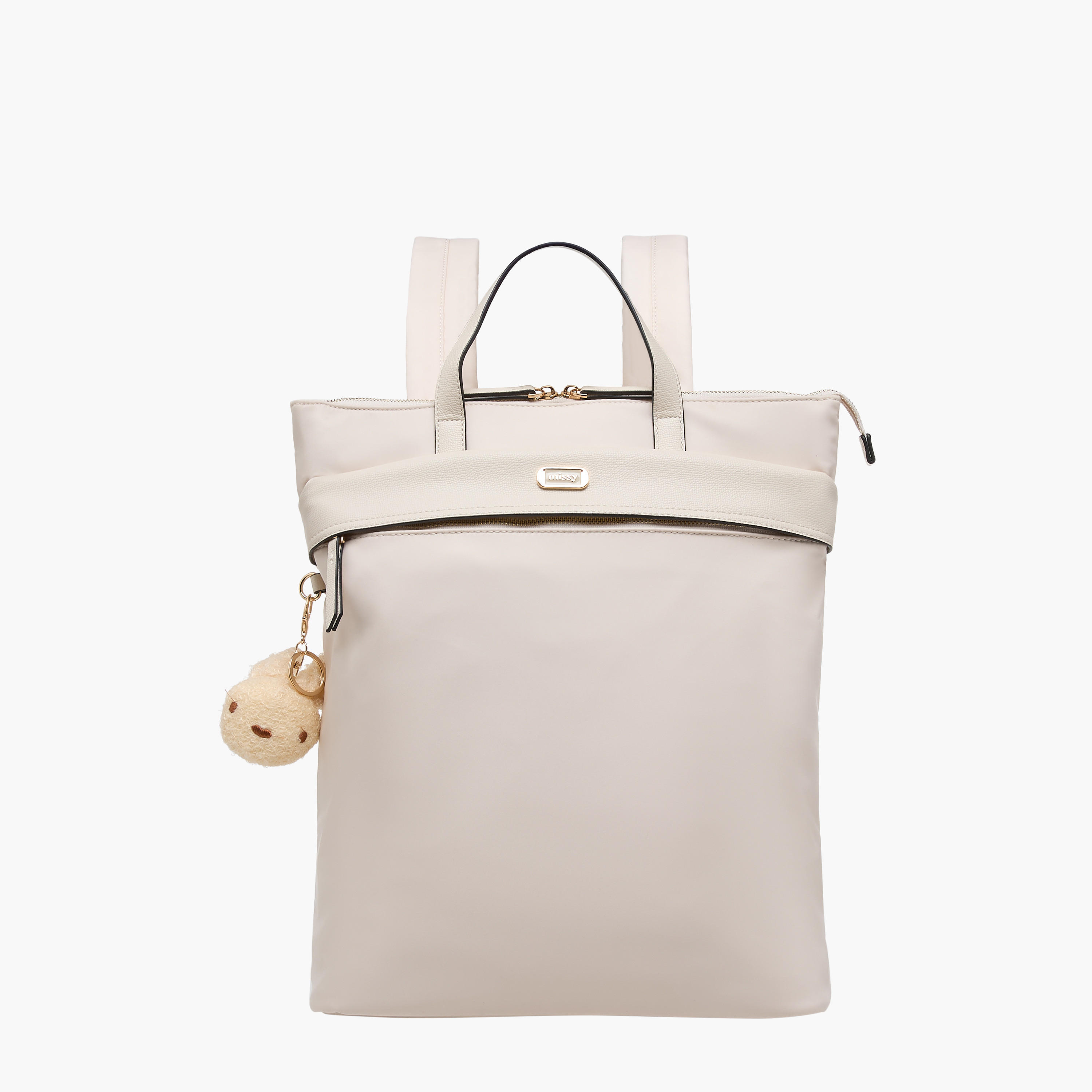 Missy Solid Backpack with Adjustable Straps and Zip Closure - 32x13x34 cm-women-bagsandwallets-backpacks-image-1