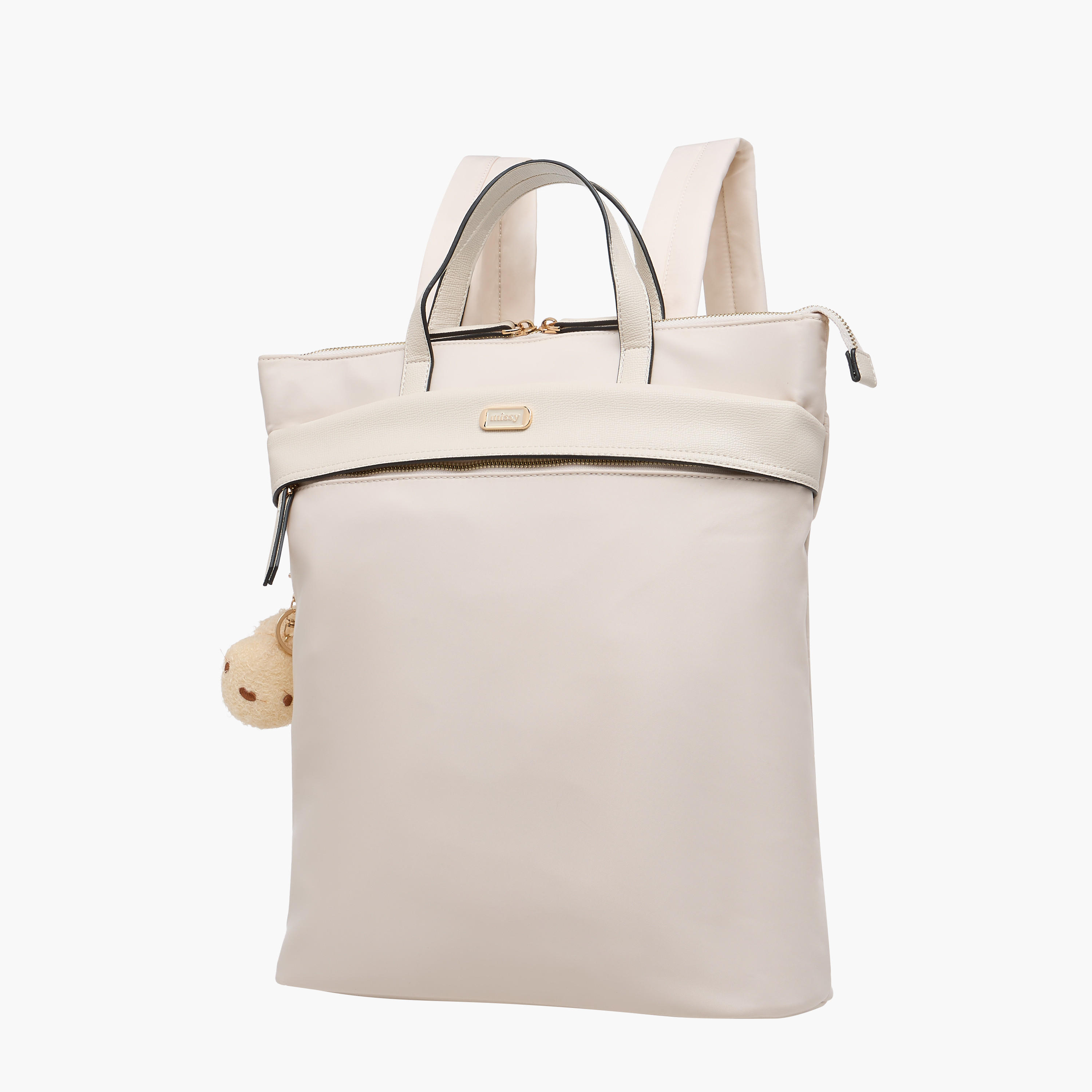 Missy Solid Backpack with Adjustable Straps and Zip Closure - 32x13x34 cm-women-bagsandwallets-backpacks-image-2