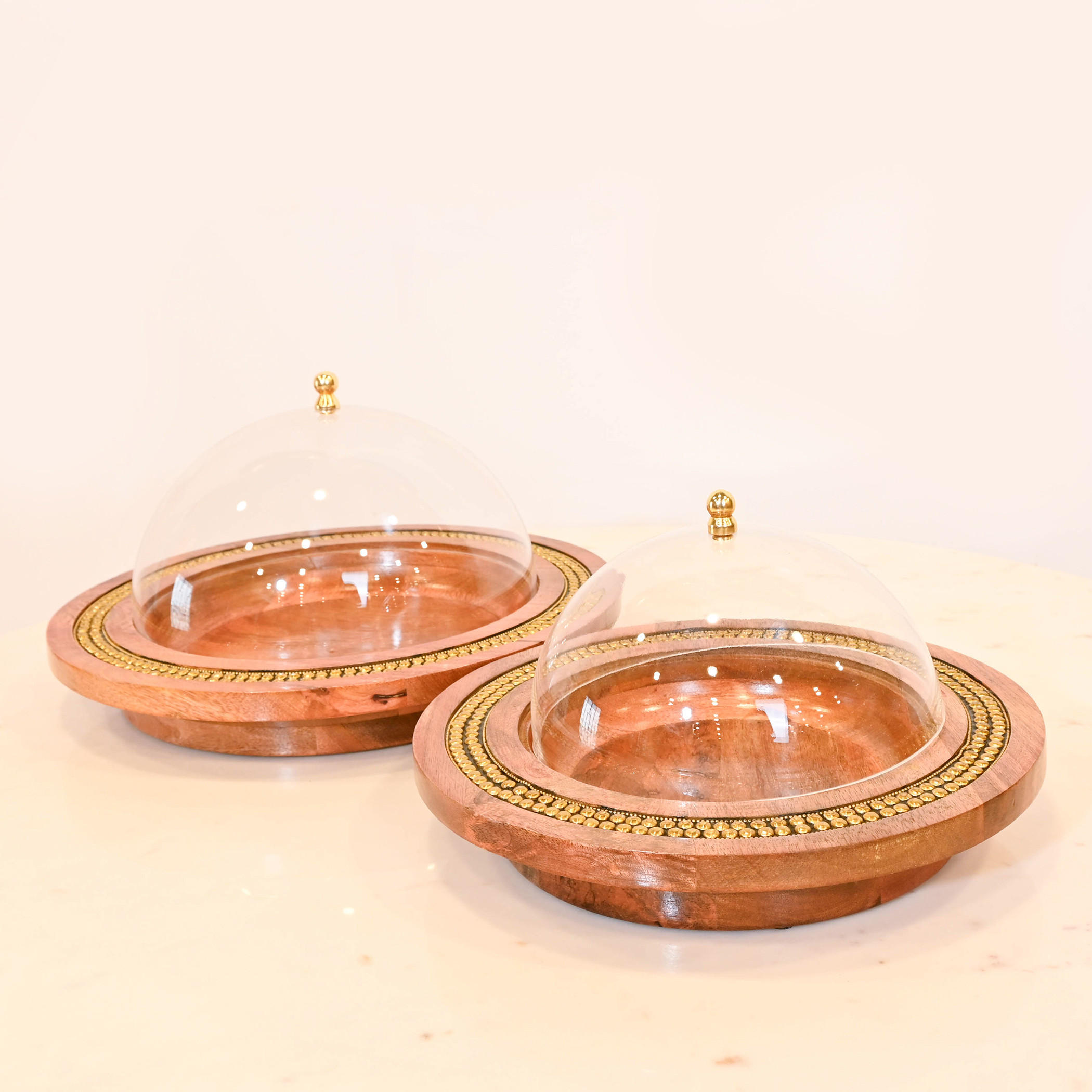 Crafted by Lifestyle Wooden Tray with Brass Detail and Acrylic Cover-household-decor-boxesandtrays-image-4