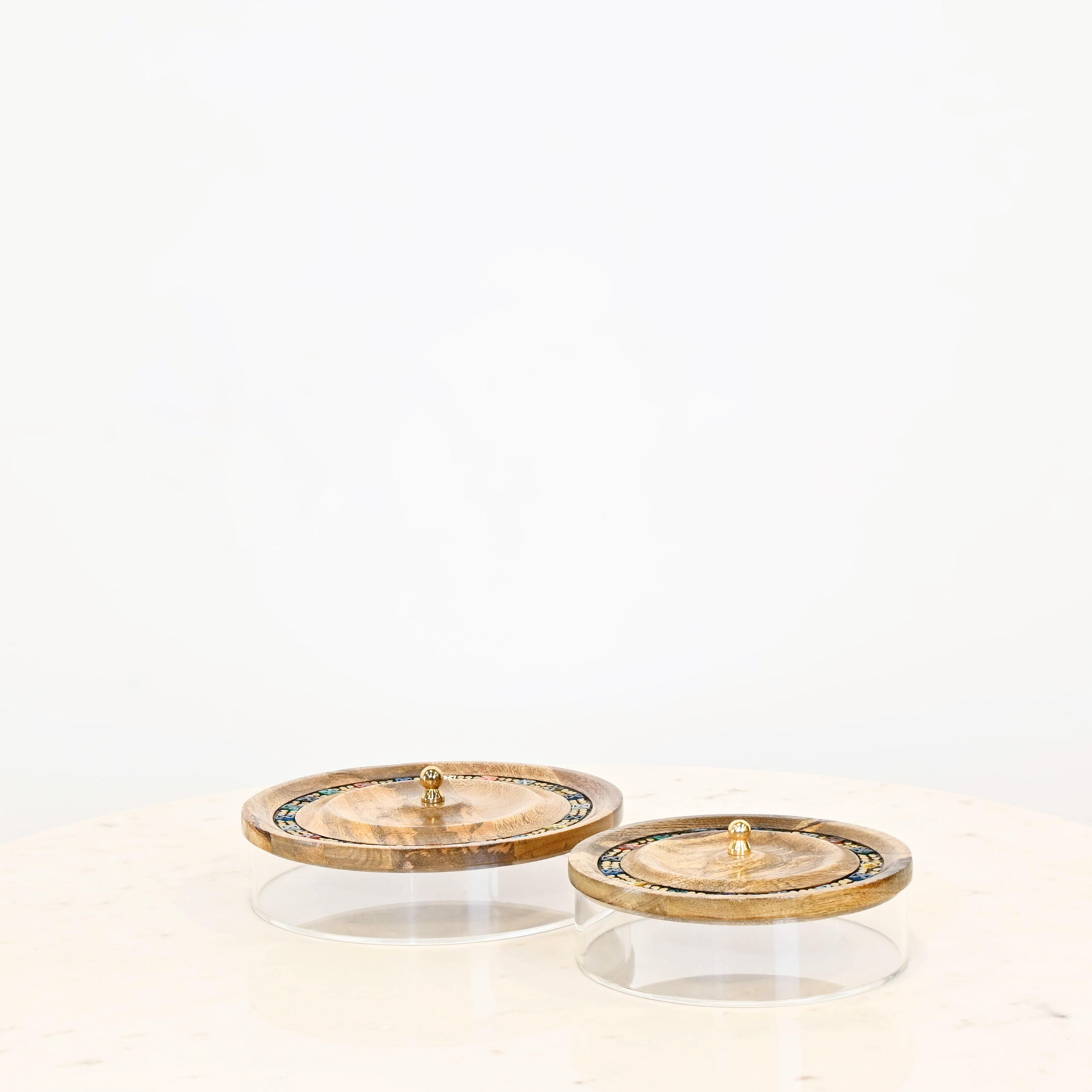 Crafted by Lifestyle Embellished Decorative Acrylic Box with Wooden Lid-household-decor-boxesandtrays-image-4