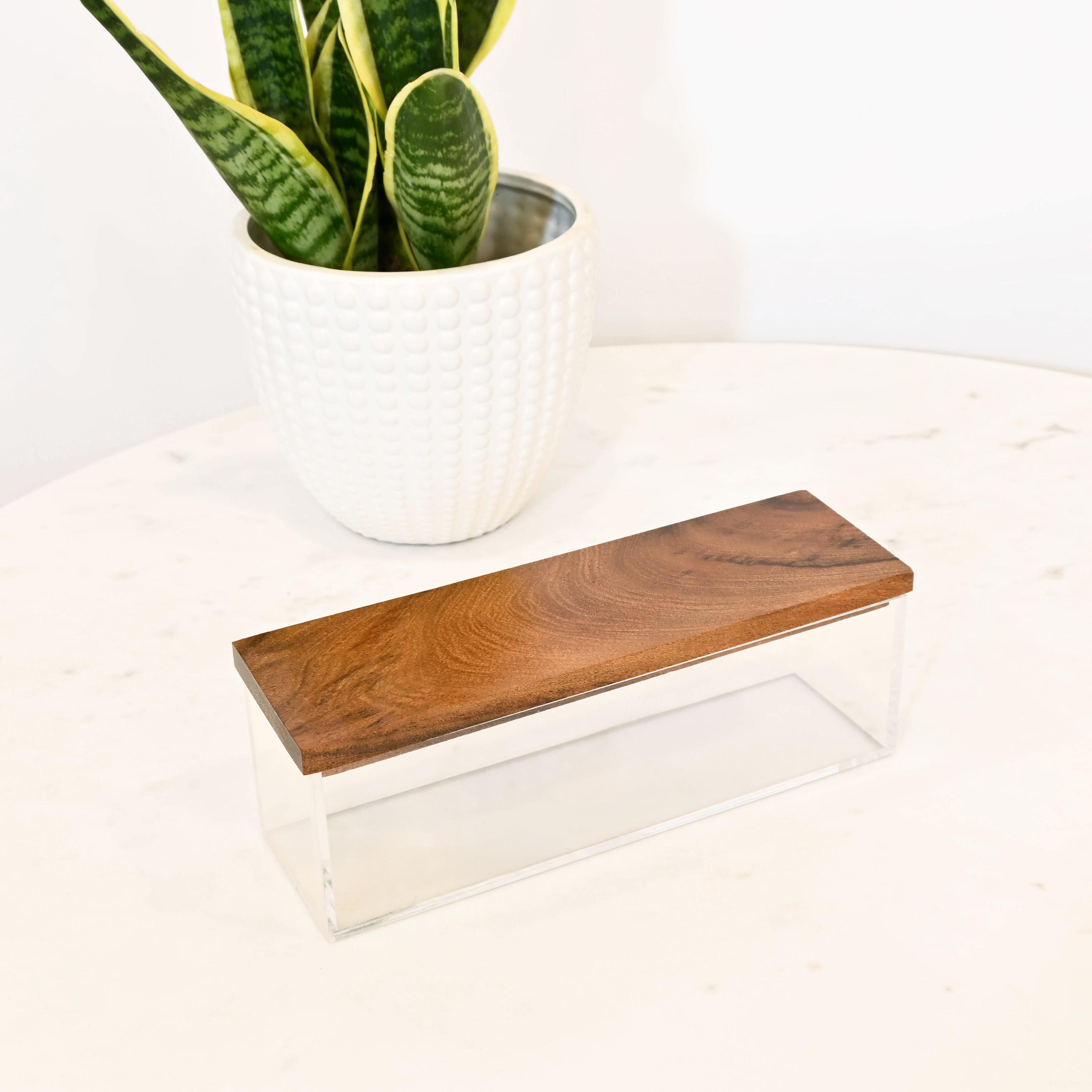 Crafted by Lifestyle Acrylic Decorative Box with Wooden Lid-household-decor-boxesandtrays-image-2