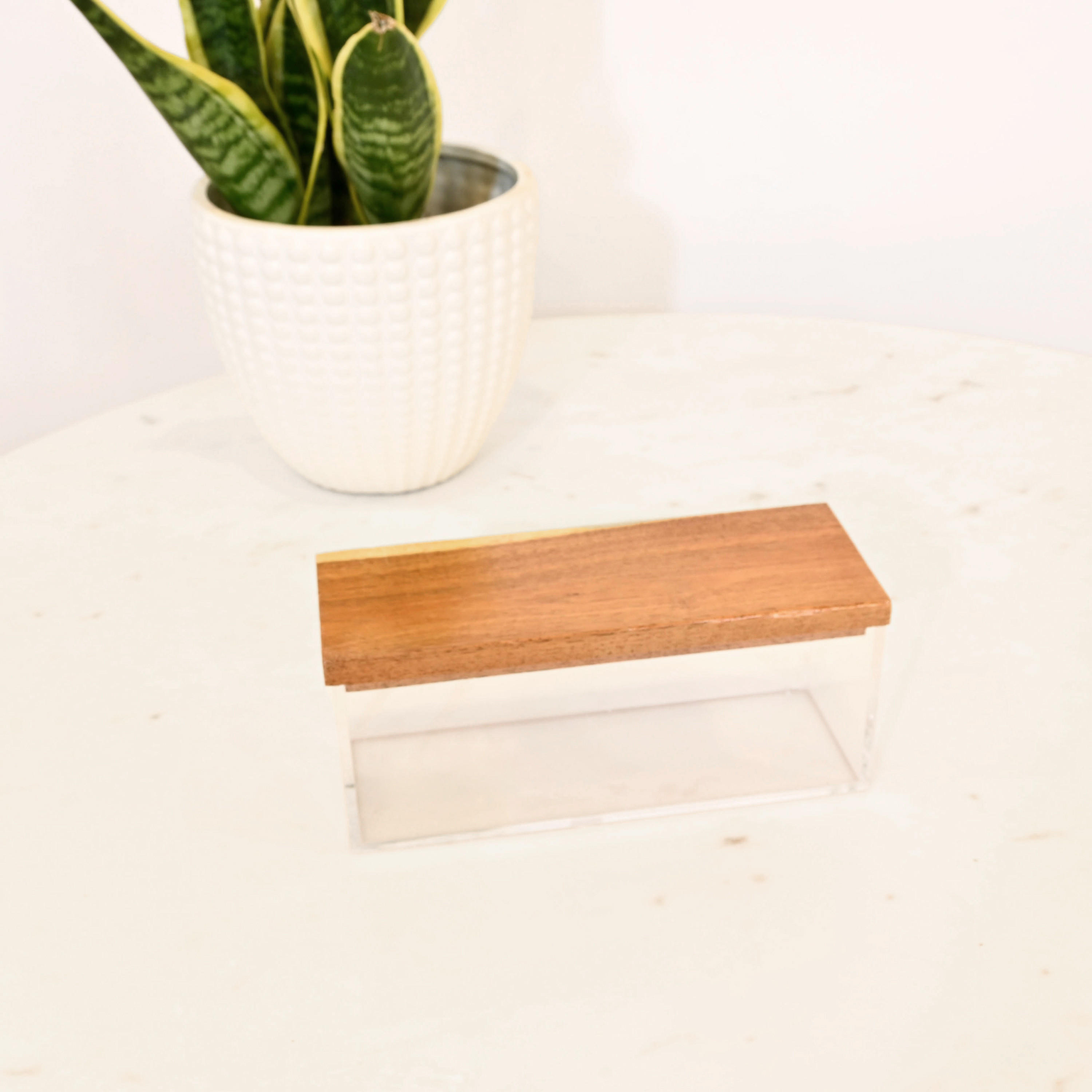 Crafted by Lifestyle Acrylic Decorative Box with Wooden Lid-household-decor-boxesandtrays-image-2
