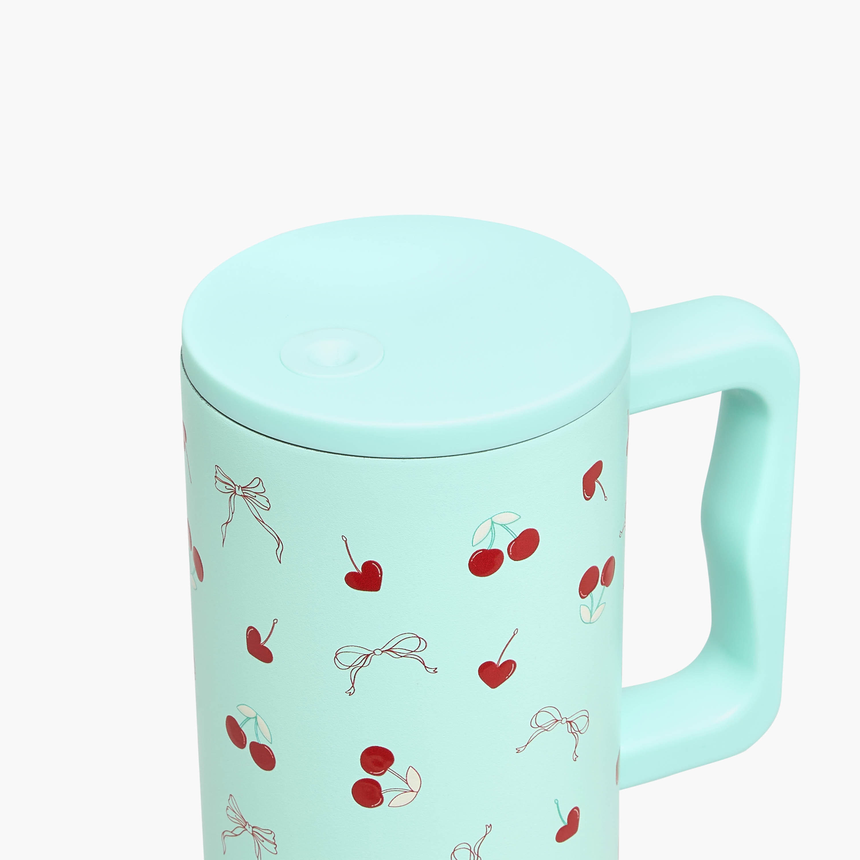 Cherry Print Stainless Steel Tumbler with Straw and Lid - 1 L-household-dining-teaandcoffee-travelmugsandsippers-image-4