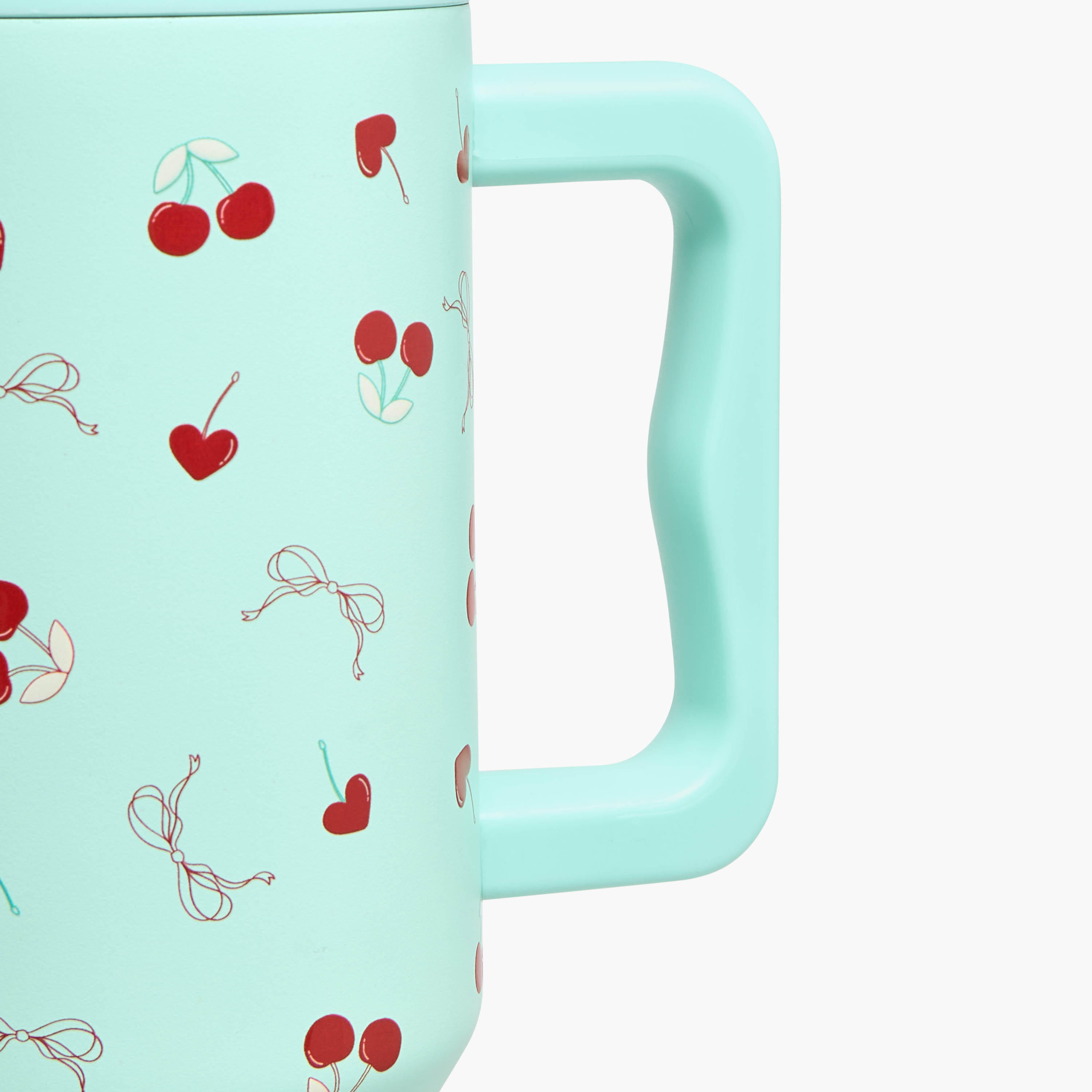 Cherry Print Stainless Steel Tumbler with Straw and Lid - 1 L-household-dining-teaandcoffee-travelmugsandsippers-image-5