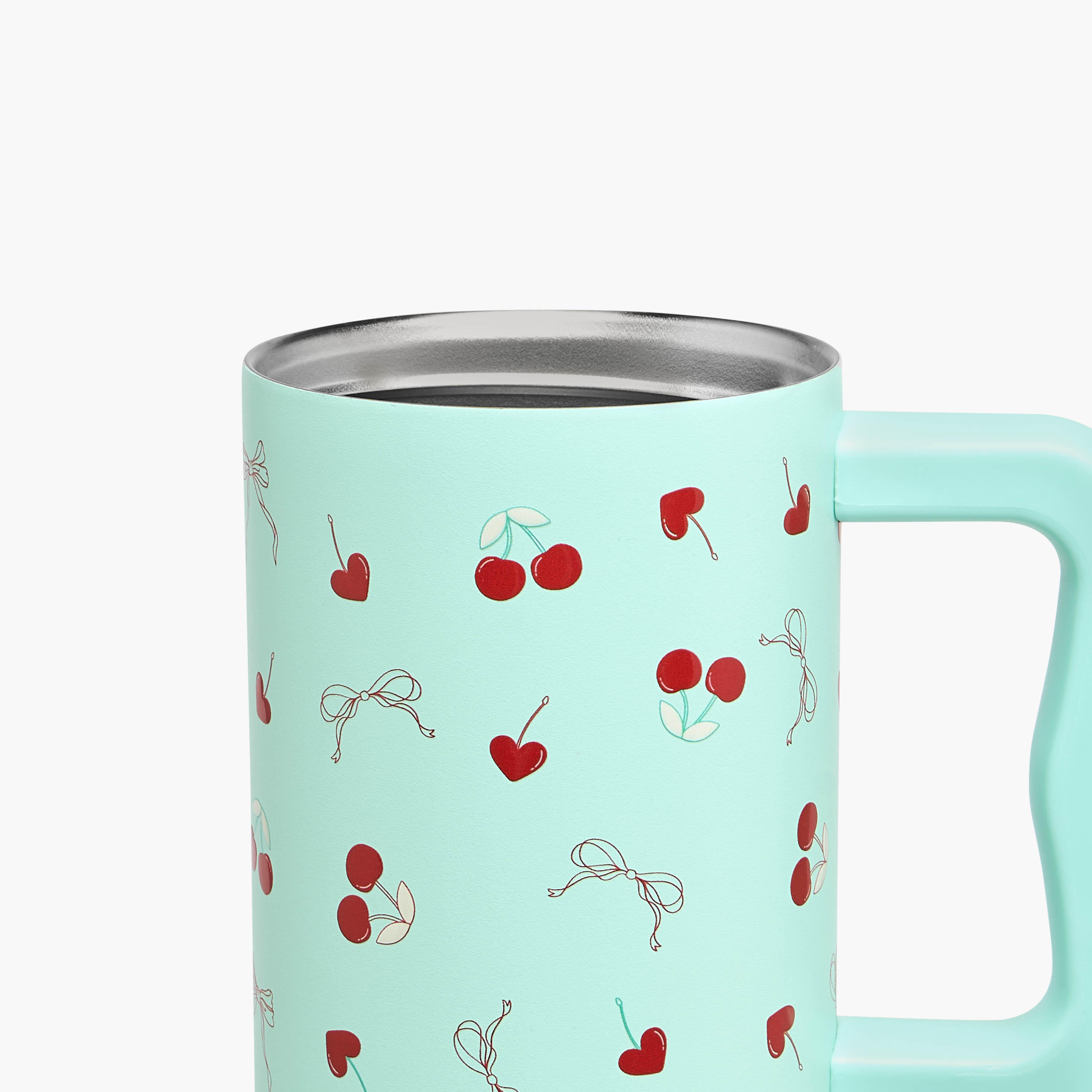 Cherry Print Stainless Steel Tumbler with Straw and Lid - 1 L-household-dining-teaandcoffee-travelmugsandsippers-image-6