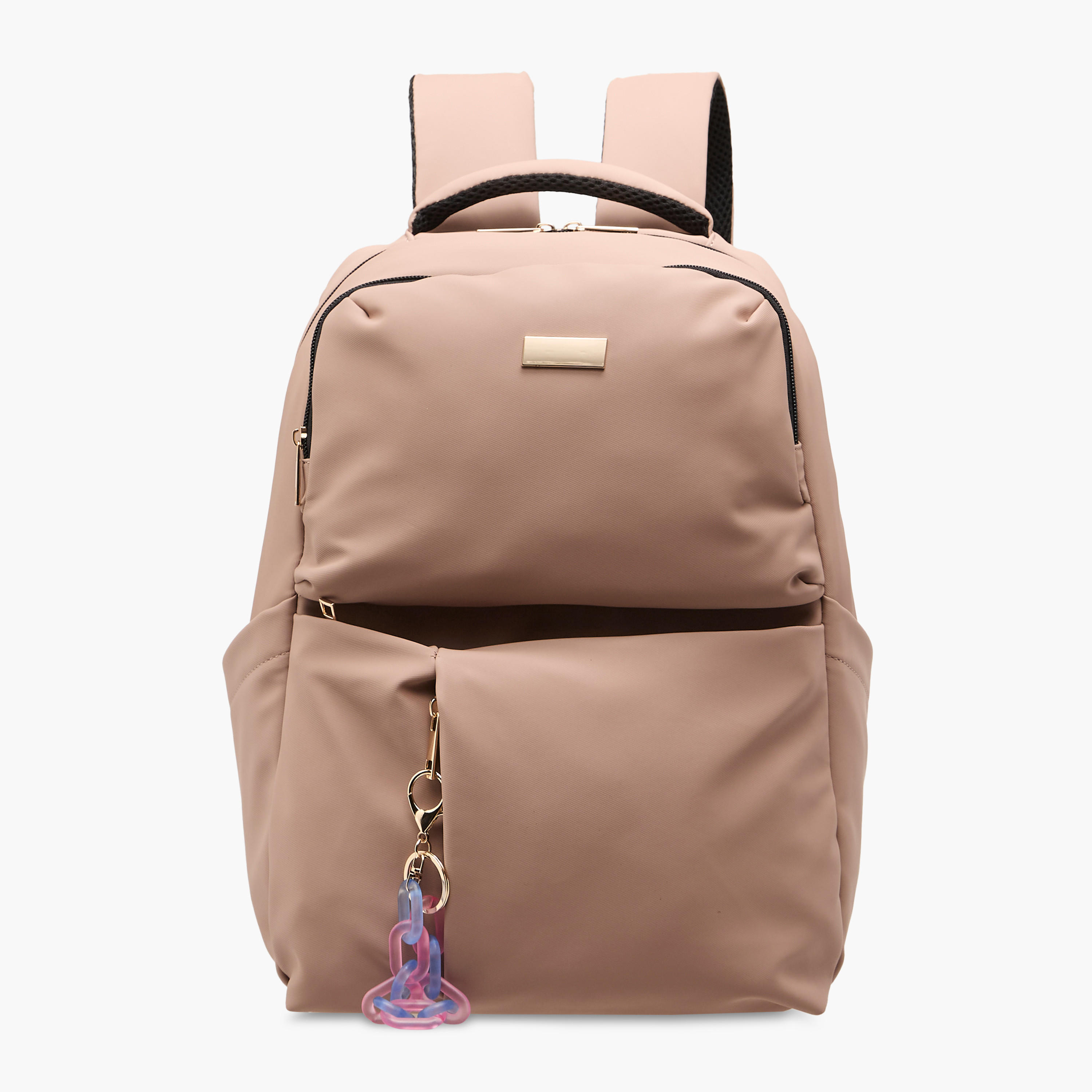 Mistotes Solid Backpack with Adjustable Shoulder Straps and Zip Closure - 28x41x21 cms-women-bagsandwallets-backpacks-image-1