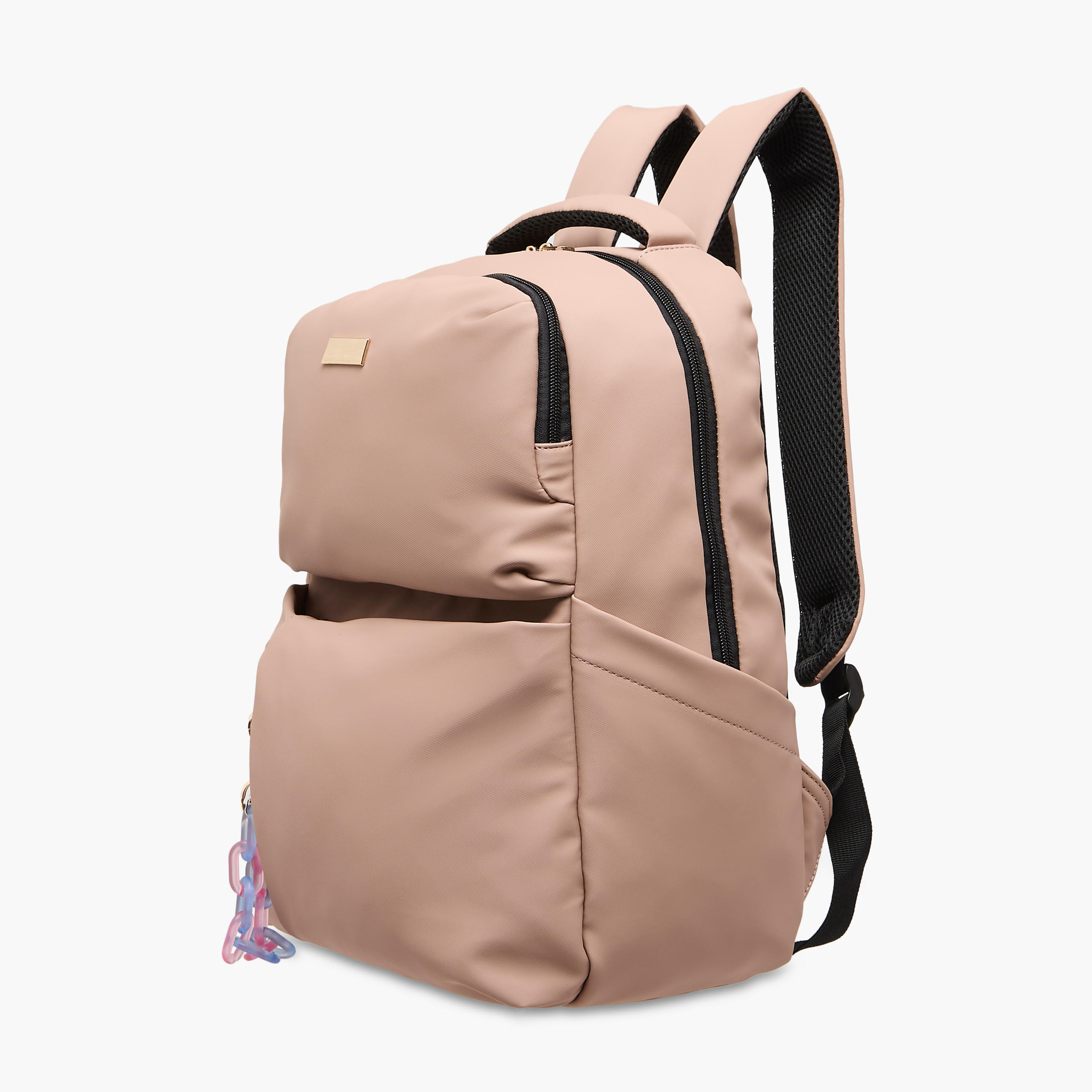 Mistotes Solid Backpack with Adjustable Shoulder Straps and Zip Closure - 28x41x21 cms-women-bagsandwallets-backpacks-image-3