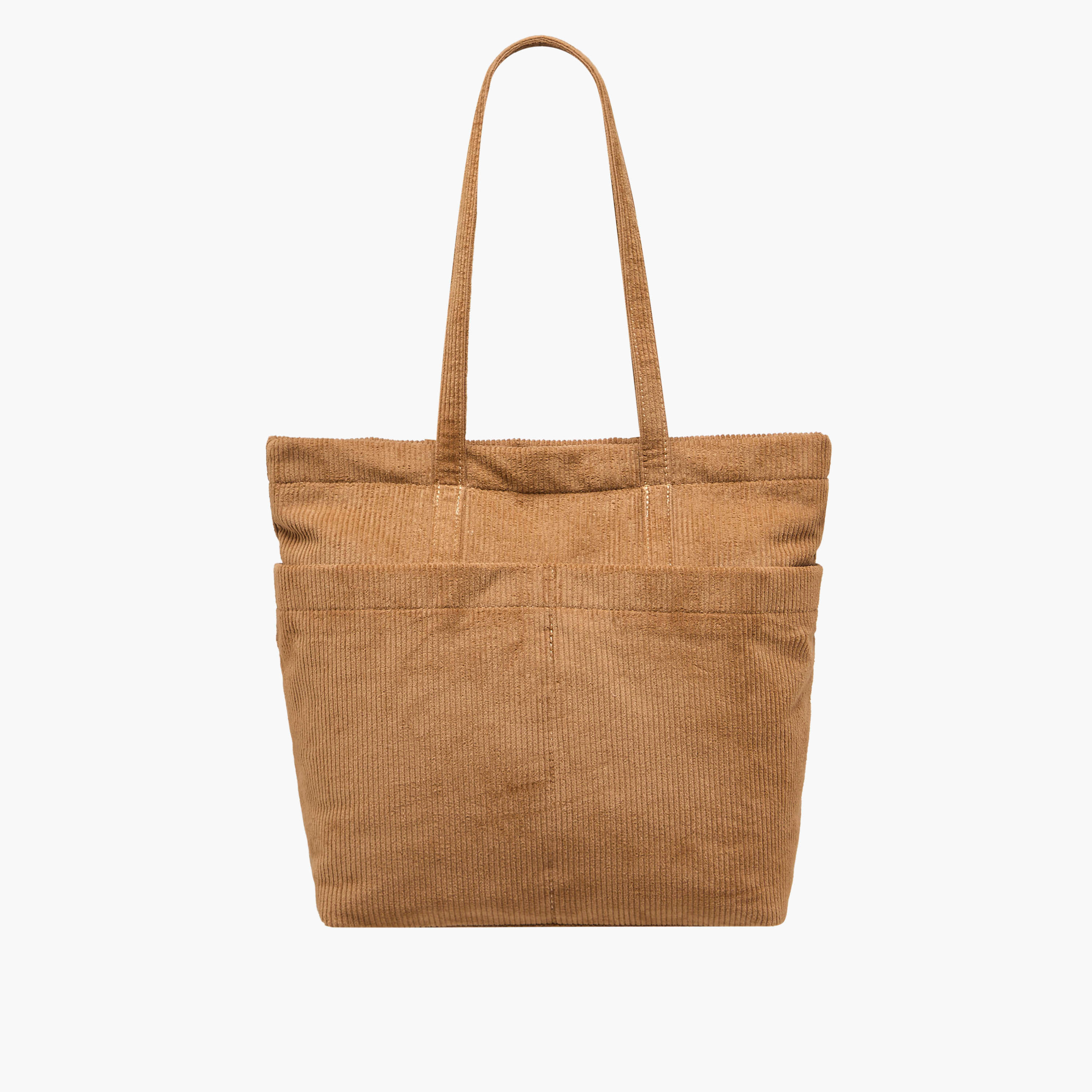 Mistotes Corduroy Tote Bag with Double Handle and Zip Closure-women-bagsandwallets-handbags-image-1