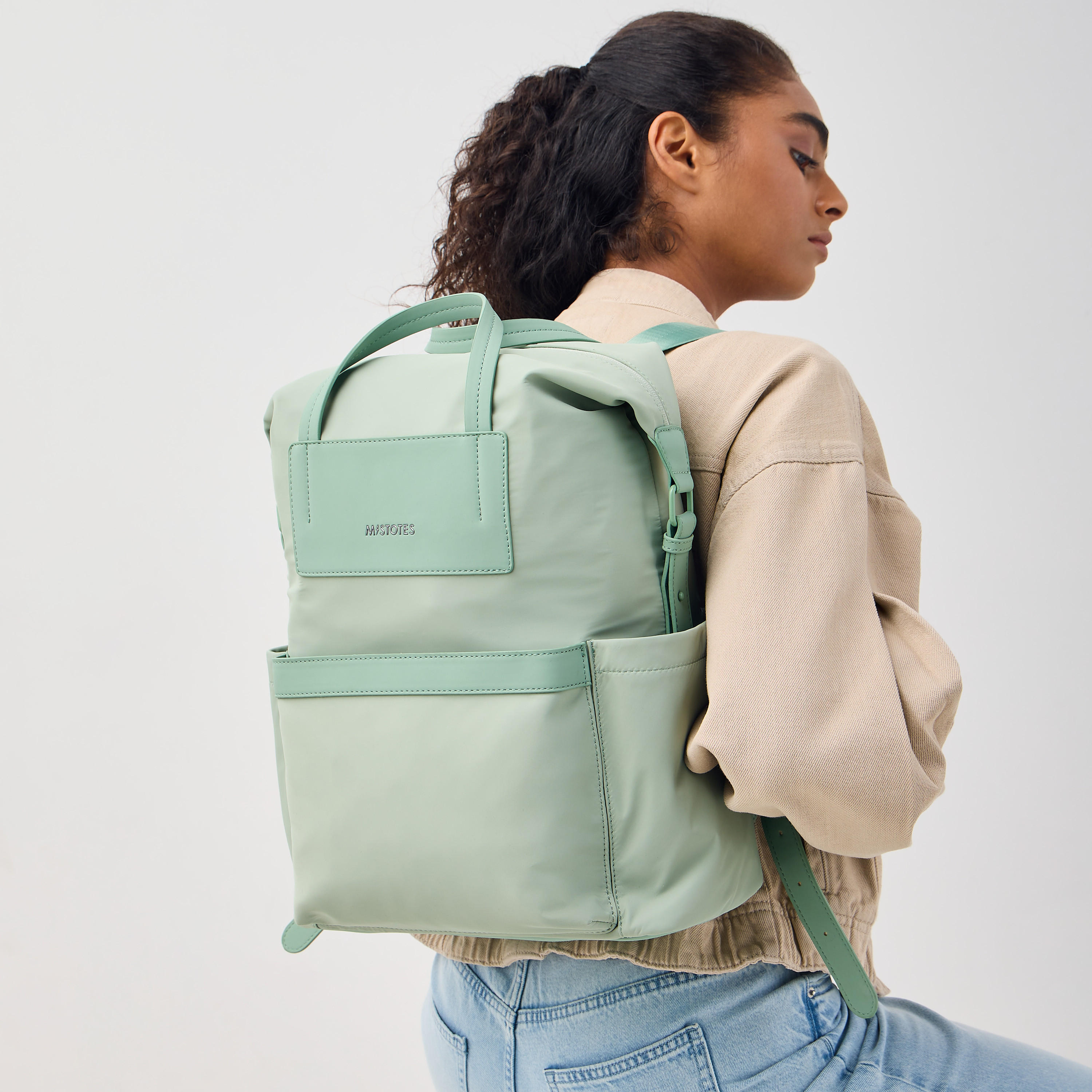 Mistotes Solid Backpack with Adjustable Shoulder Straps and Zip Closure - 38x32x14 cms-women-bagsandwallets-backpacks-image-2
