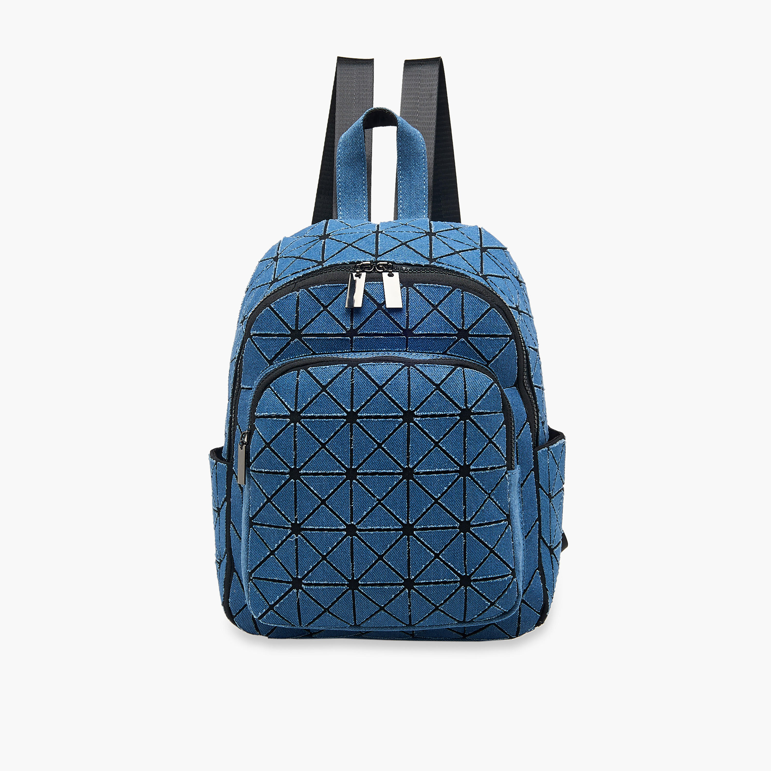 Mistotes Denim Backpack with Adjustable Shoulder Straps and Zip Closure - 26x33x12 cm-women-bagsandwallets-backpacks-image-1
