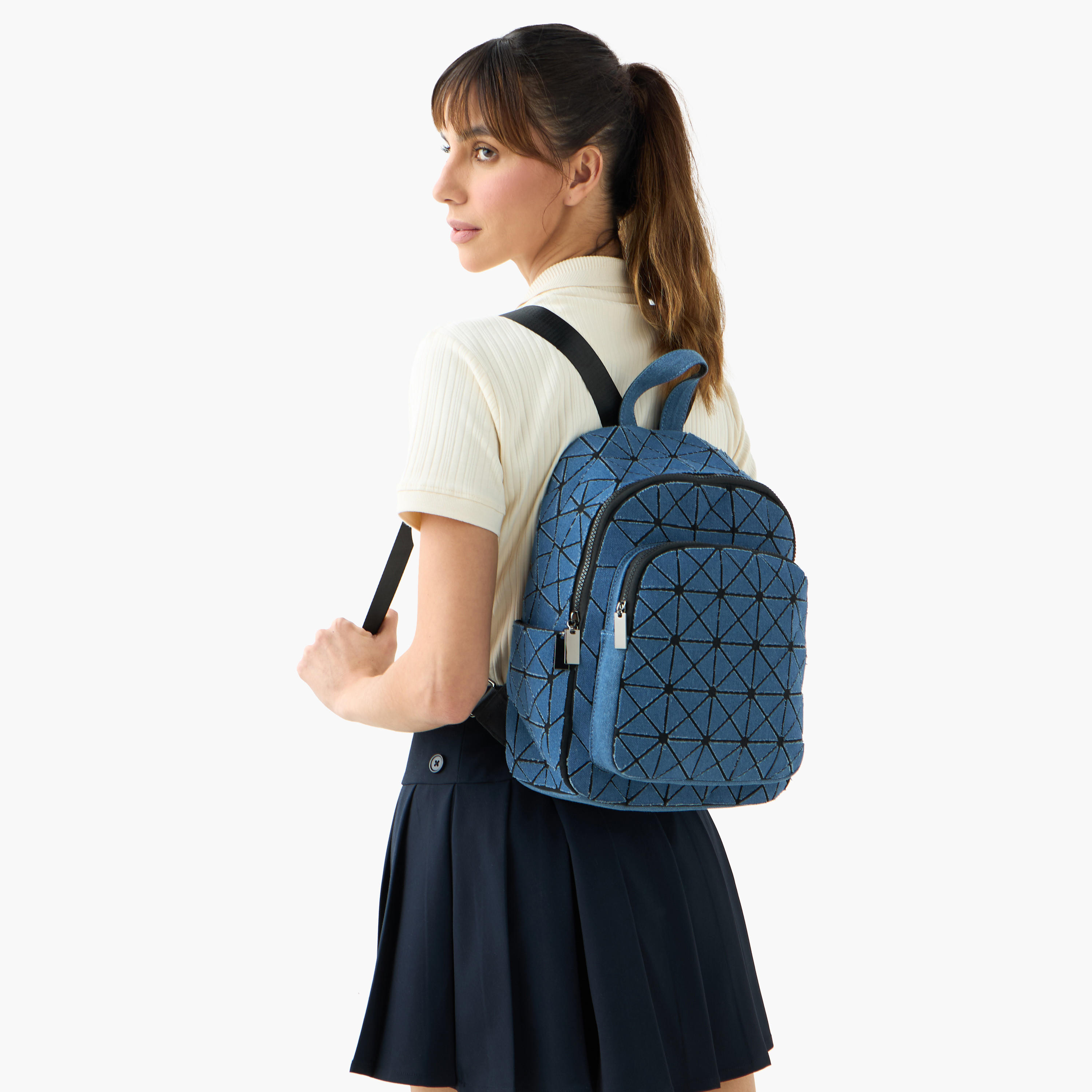 Mistotes Denim Backpack with Adjustable Shoulder Straps and Zip Closure - 26x33x12 cm-women-bagsandwallets-backpacks-image-3