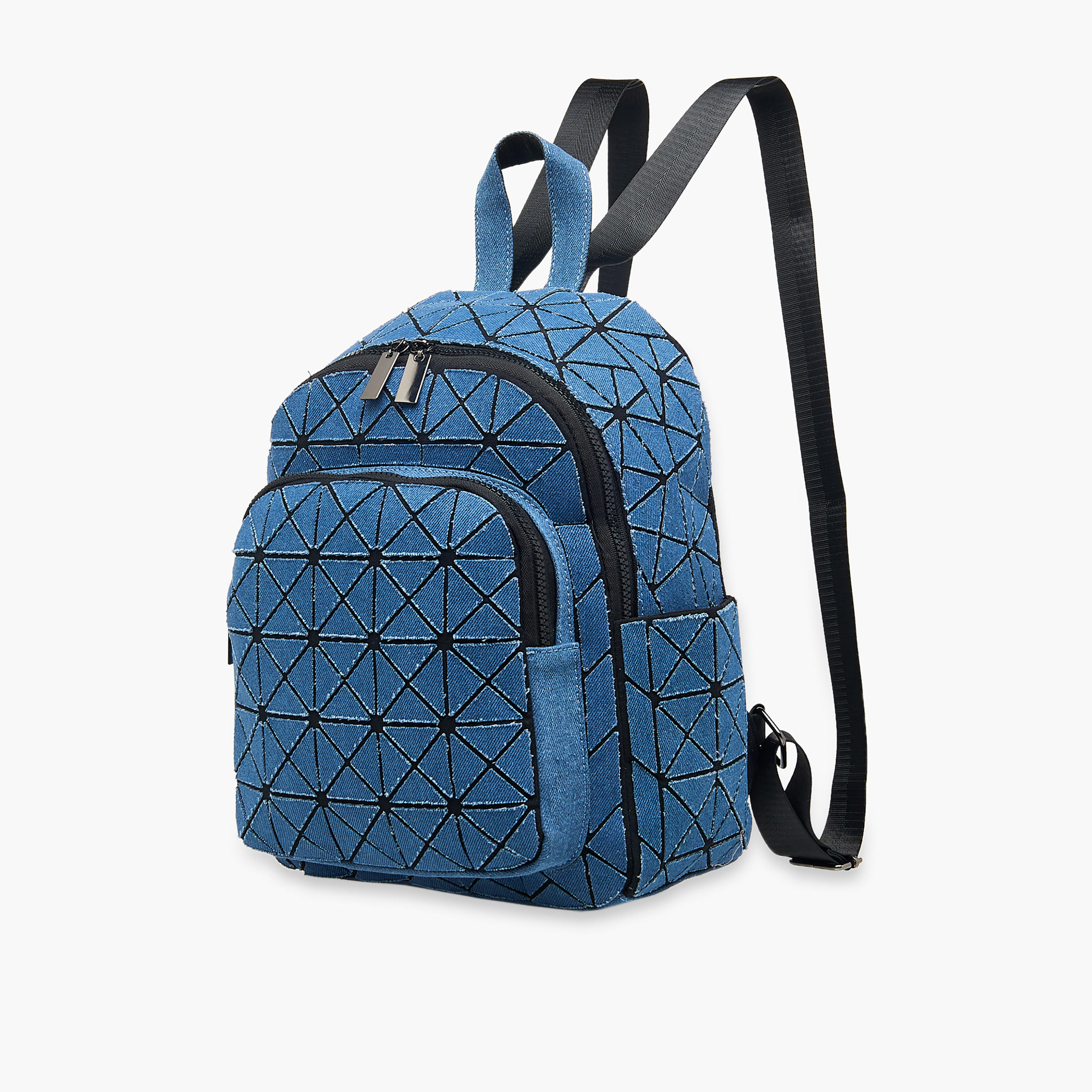 Mistotes Denim Backpack with Adjustable Shoulder Straps and Zip Closure - 26x33x12 cm-women-bagsandwallets-backpacks-image-2