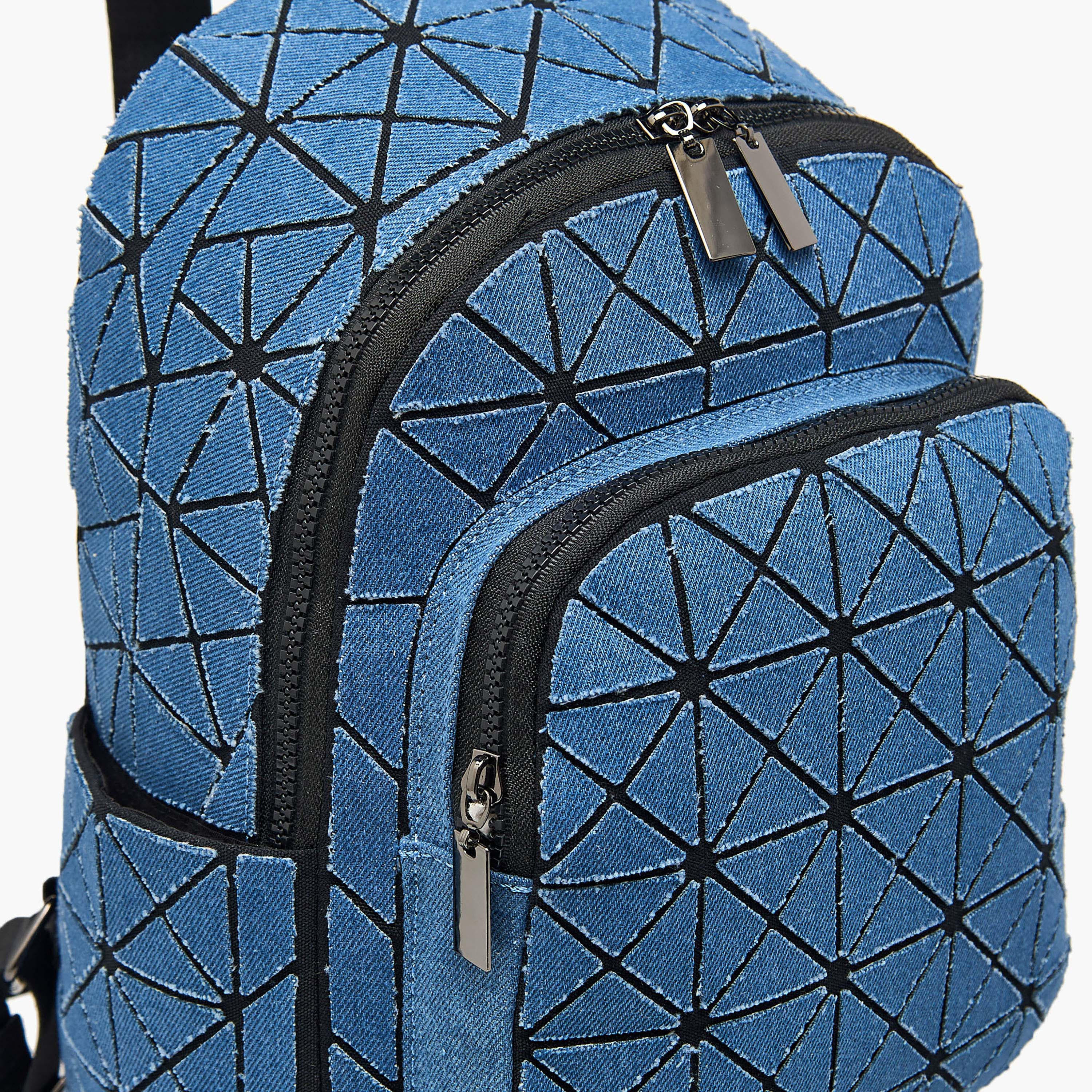 Mistotes Denim Backpack with Adjustable Shoulder Straps and Zip Closure - 26x33x12 cm-women-bagsandwallets-backpacks-image-5